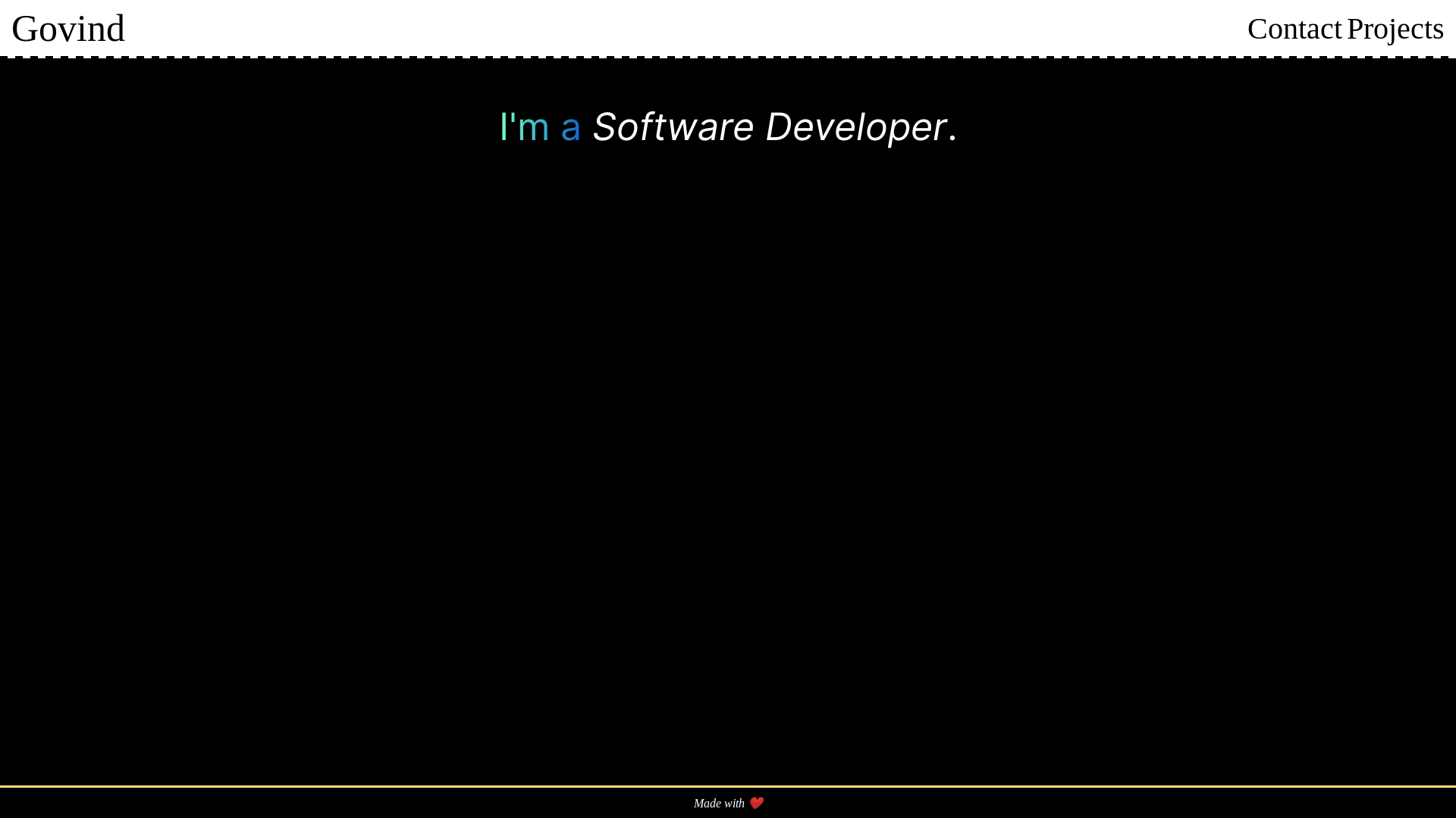 website screenshot of https://govinds.dev/