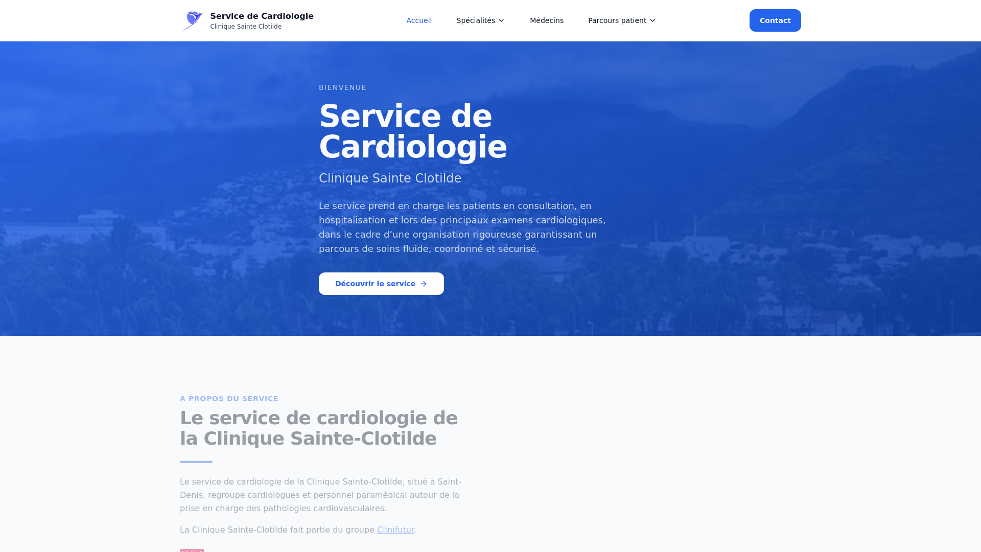 website screenshot of https://cardiologie-sainteclotilde.fr