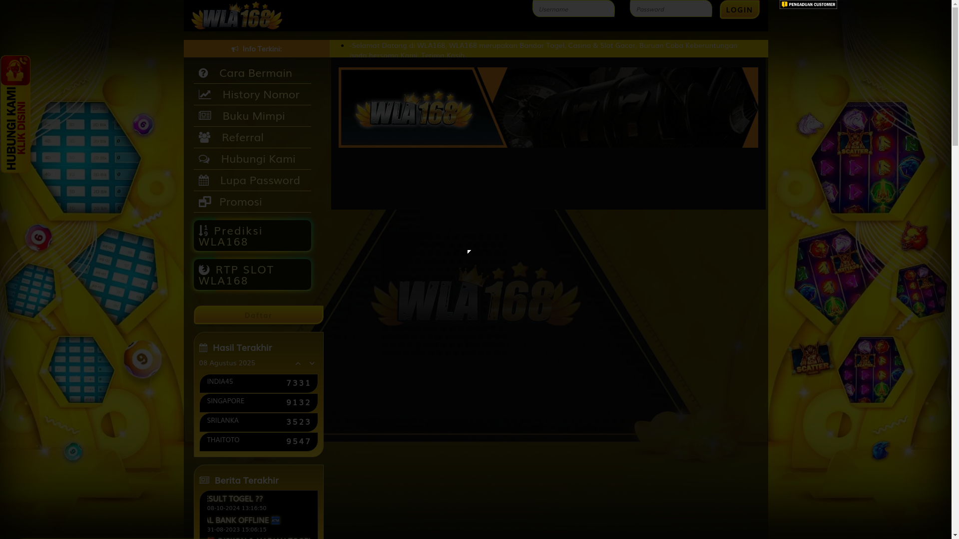 website screenshot of https://rajawla168.live/