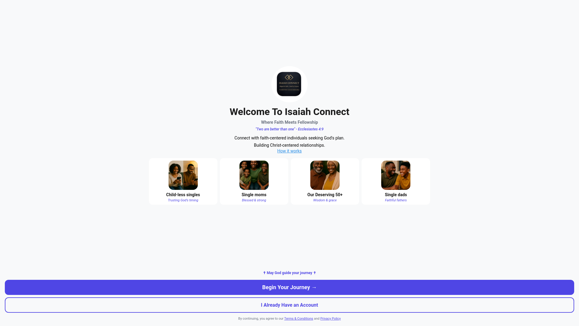 website screenshot of https://isaiahconnect.com/