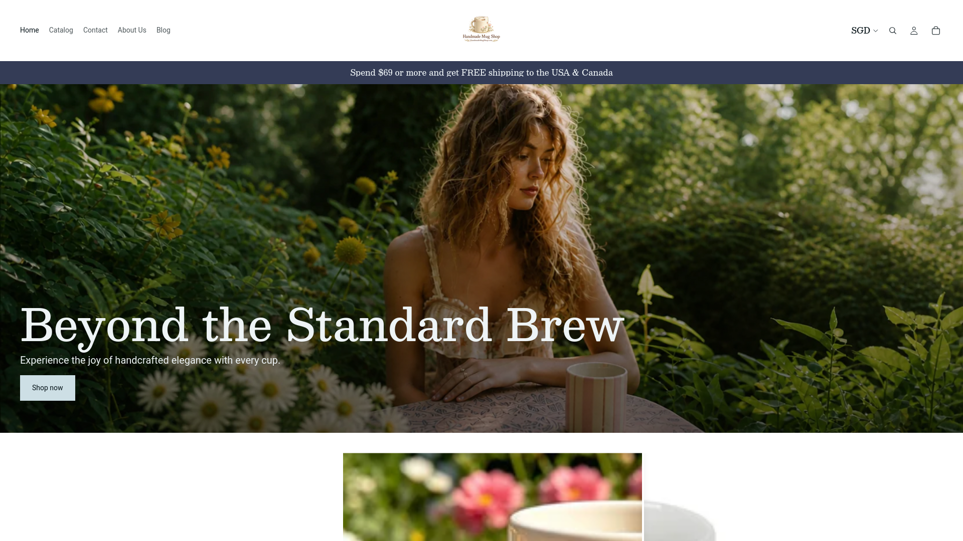 website screenshot of https://handmademugshop.com/