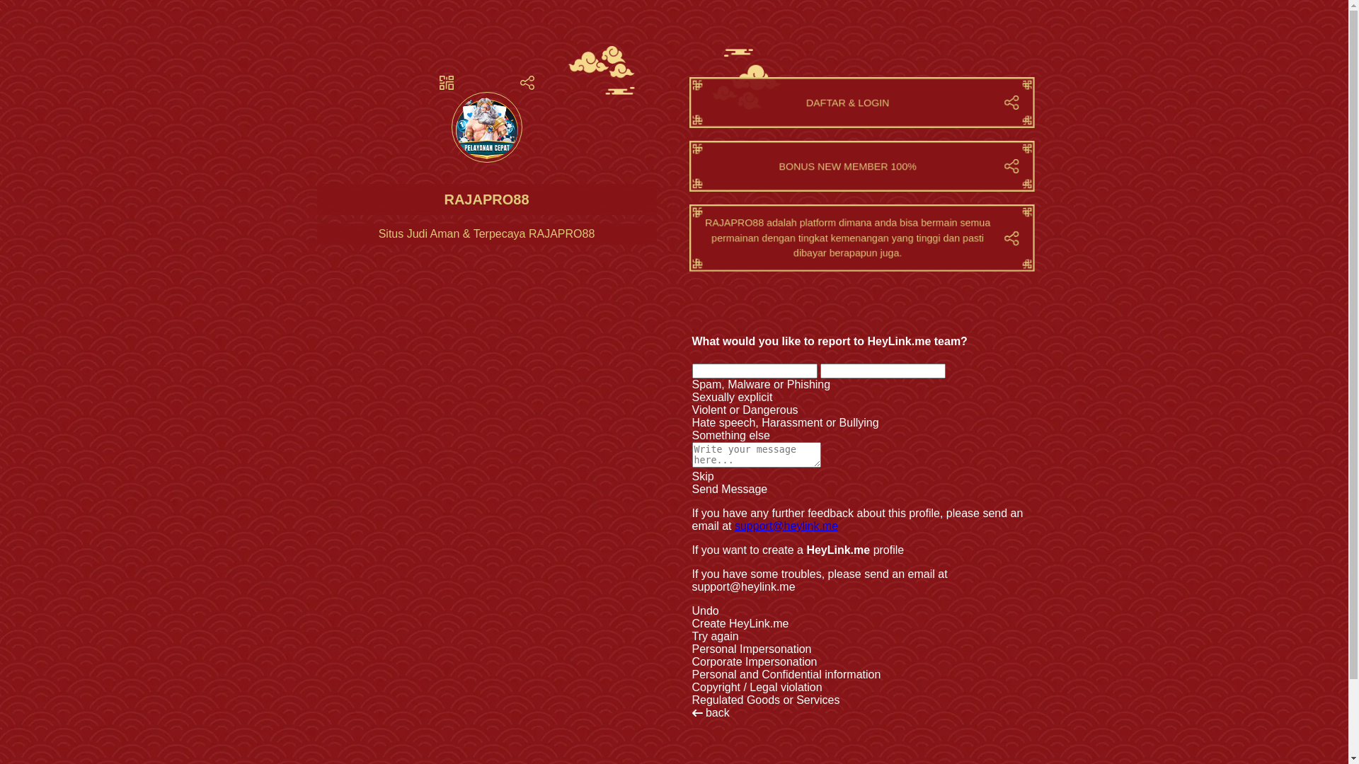 website screenshot of https://rajapro88.net/