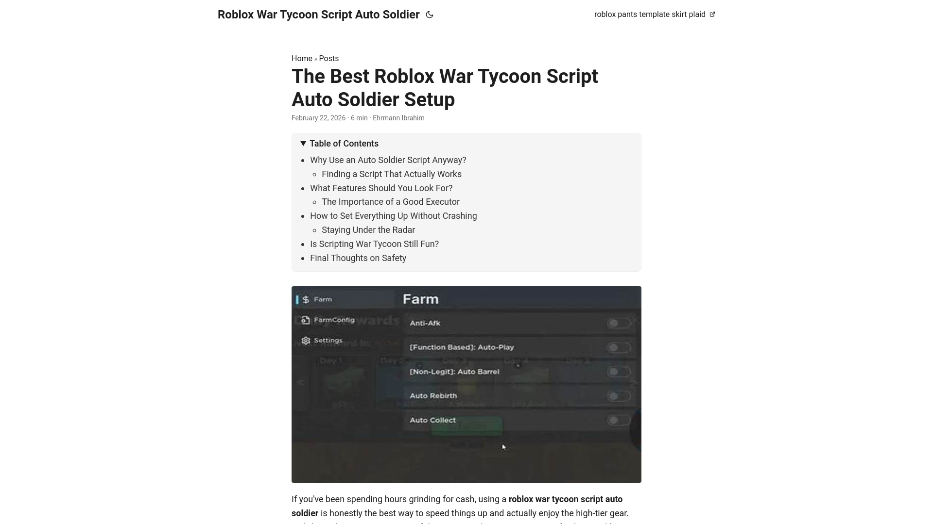 website screenshot of https://roblox-war-tycoon-script-auto-soldier.pages.dev/