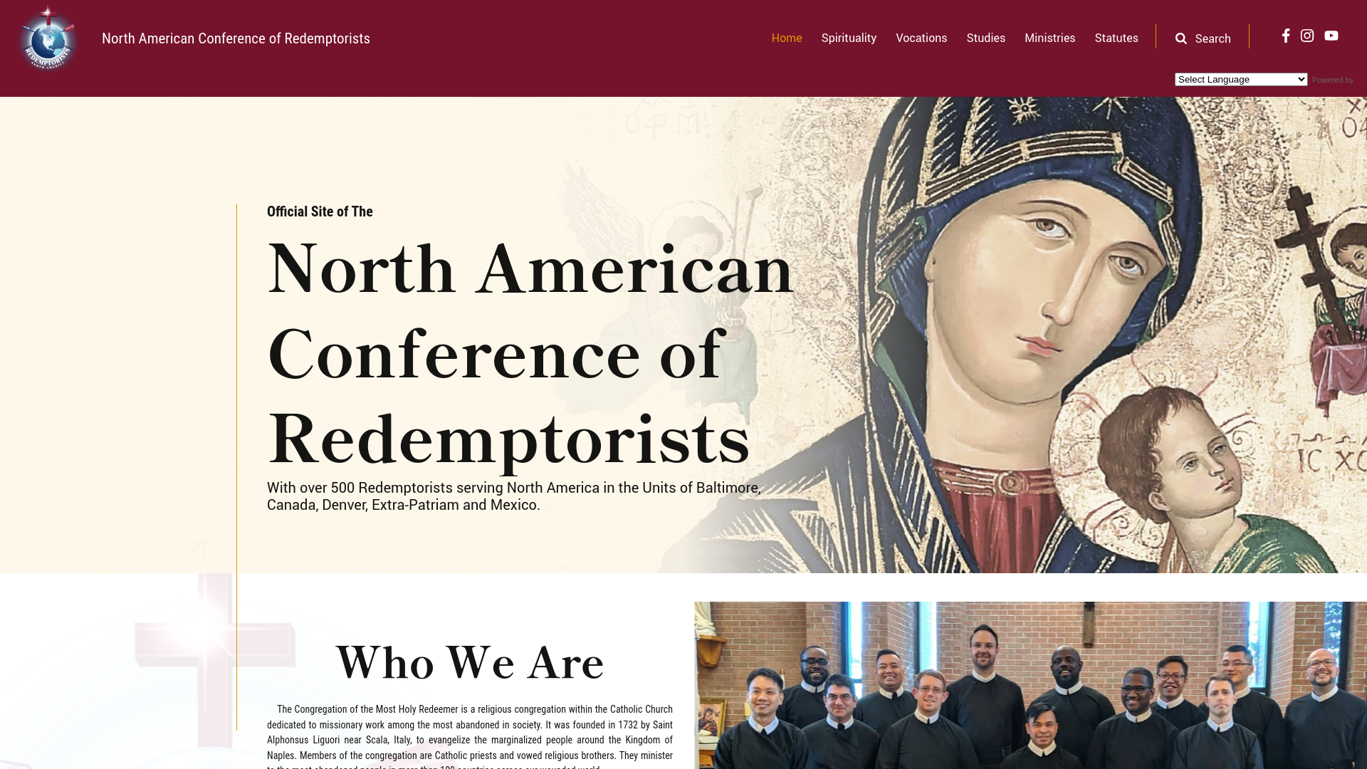 website screenshot of https://redemptoristnorthamerica.com/