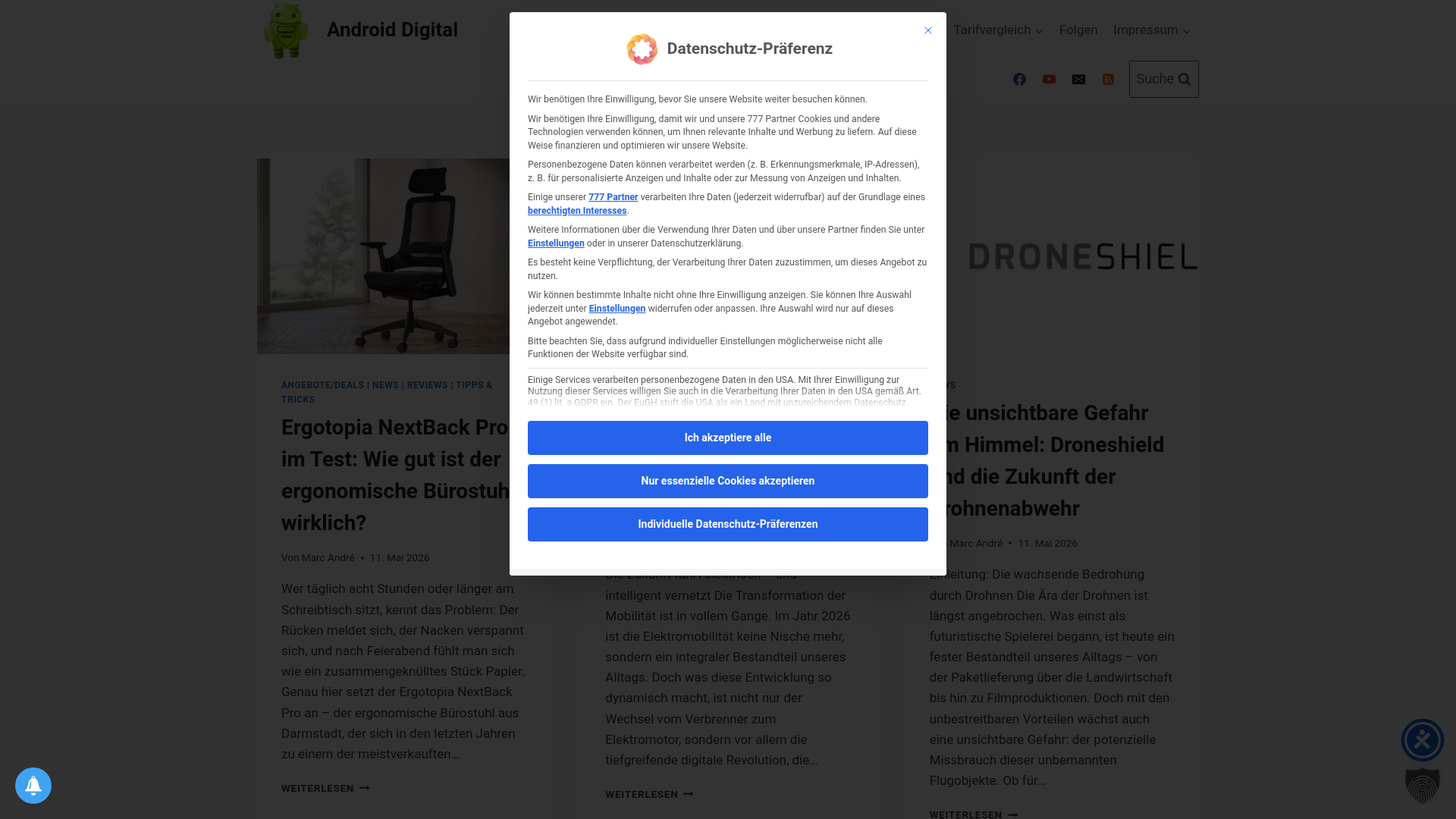 website screenshot of https://android-digital.de