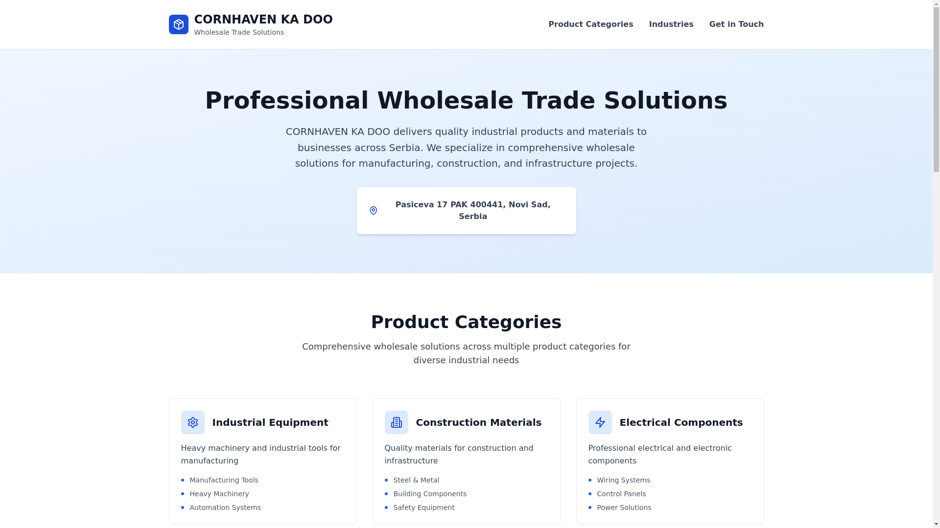 website screenshot of https://cornhavenka.com/