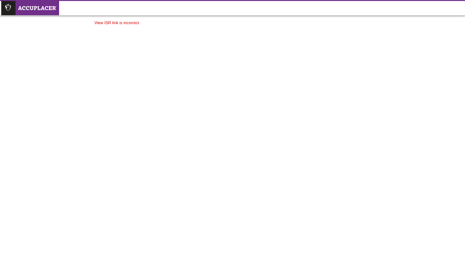 website screenshot of https://td.accuplacer.org/#/viewIsrLogin