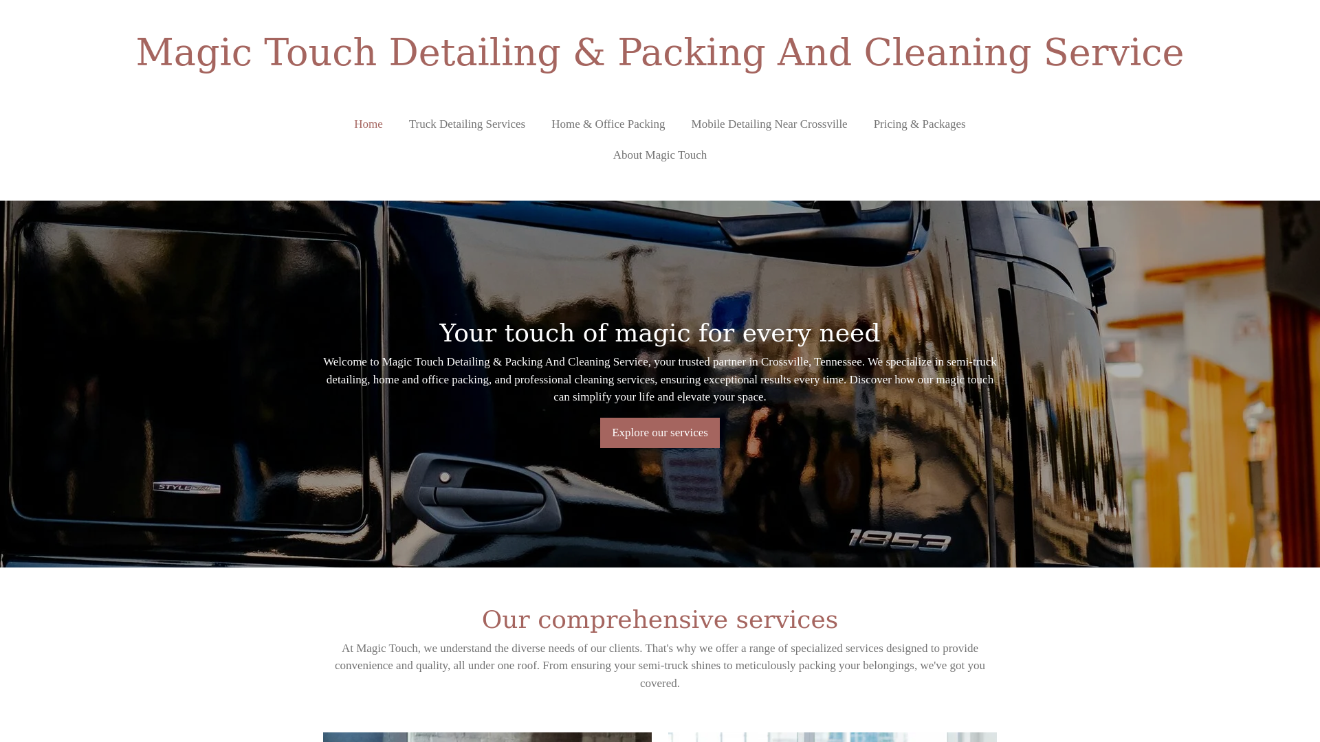 website screenshot of https://magictouchdetailingpackingandcleaningservice.com/