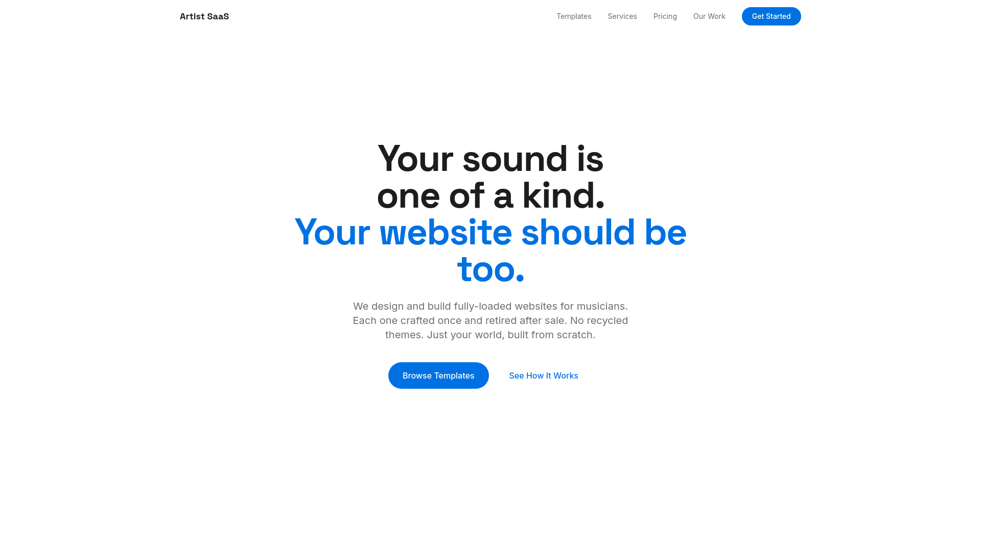 website screenshot of https://artist-saas-hub.pages.dev/