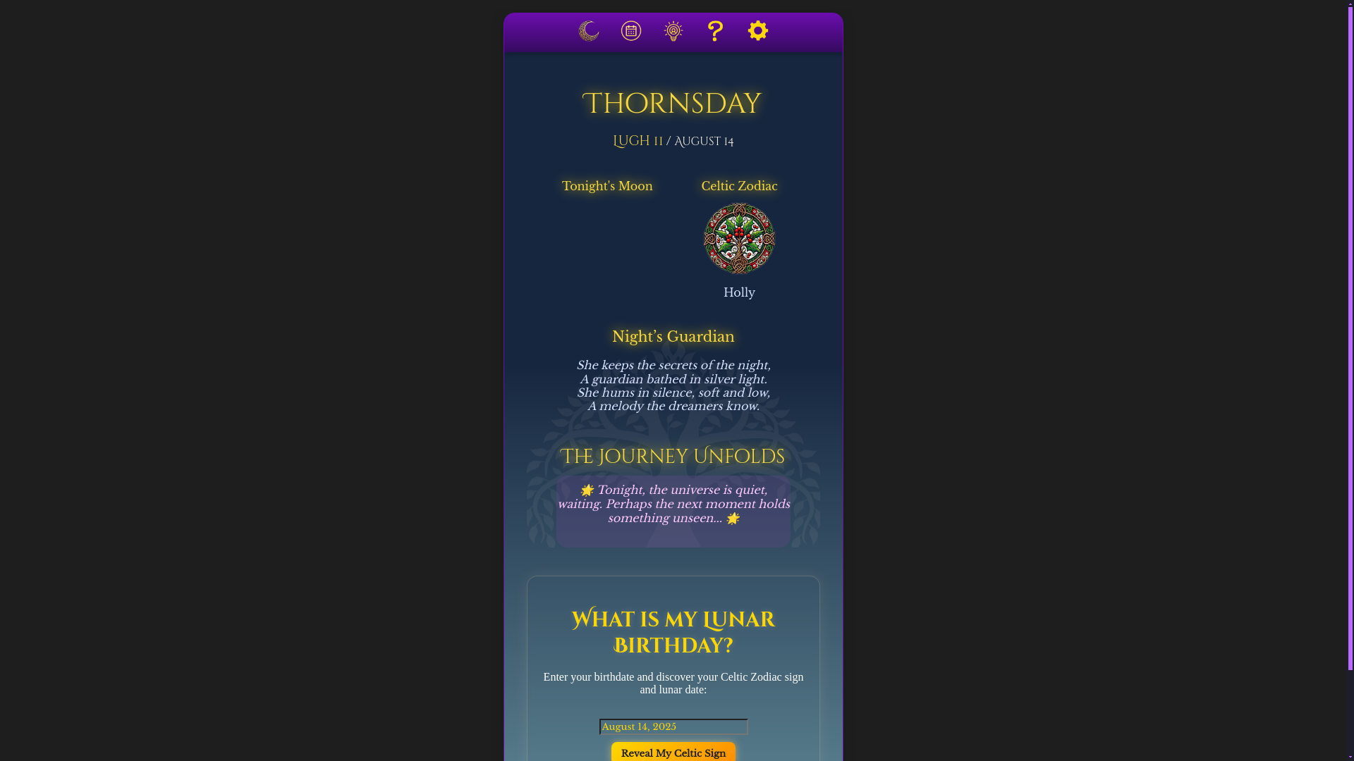 website screenshot of https://celtic-lunar-calendar.pages.dev/