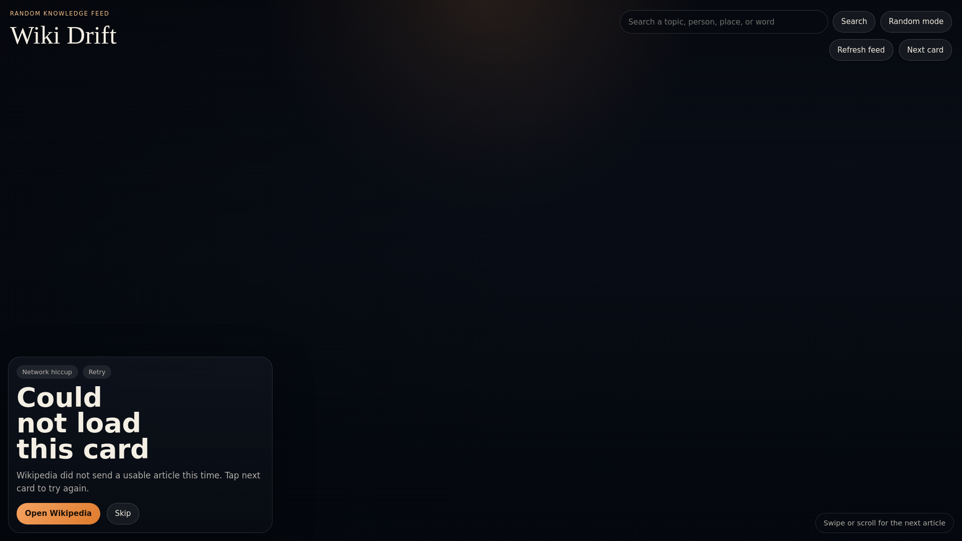 website screenshot of https://wikidrift.fun/