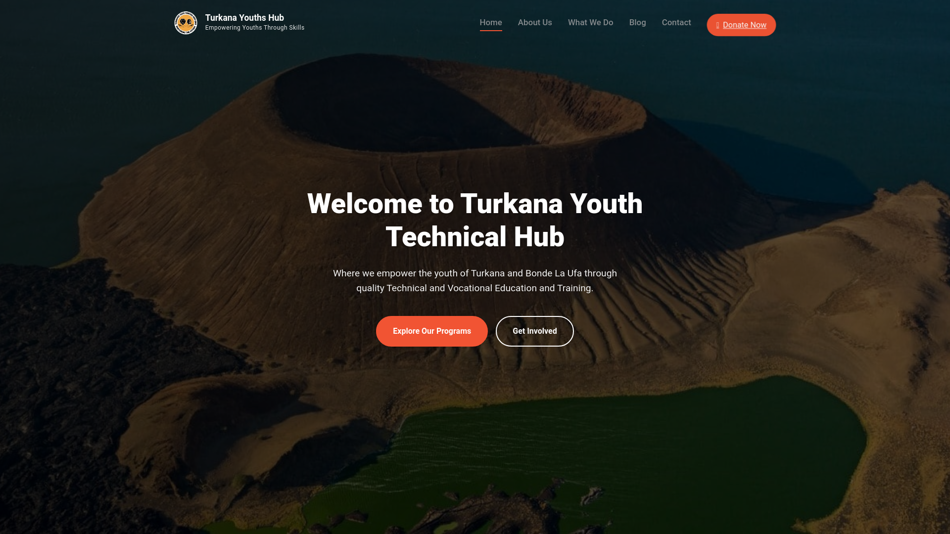 website screenshot of https://turkanayouthshub.org/