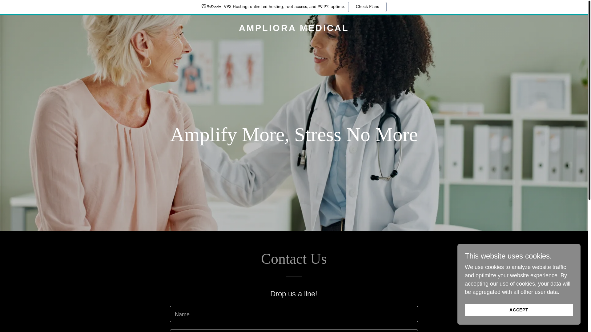 website screenshot of https://amplioramedical.com/