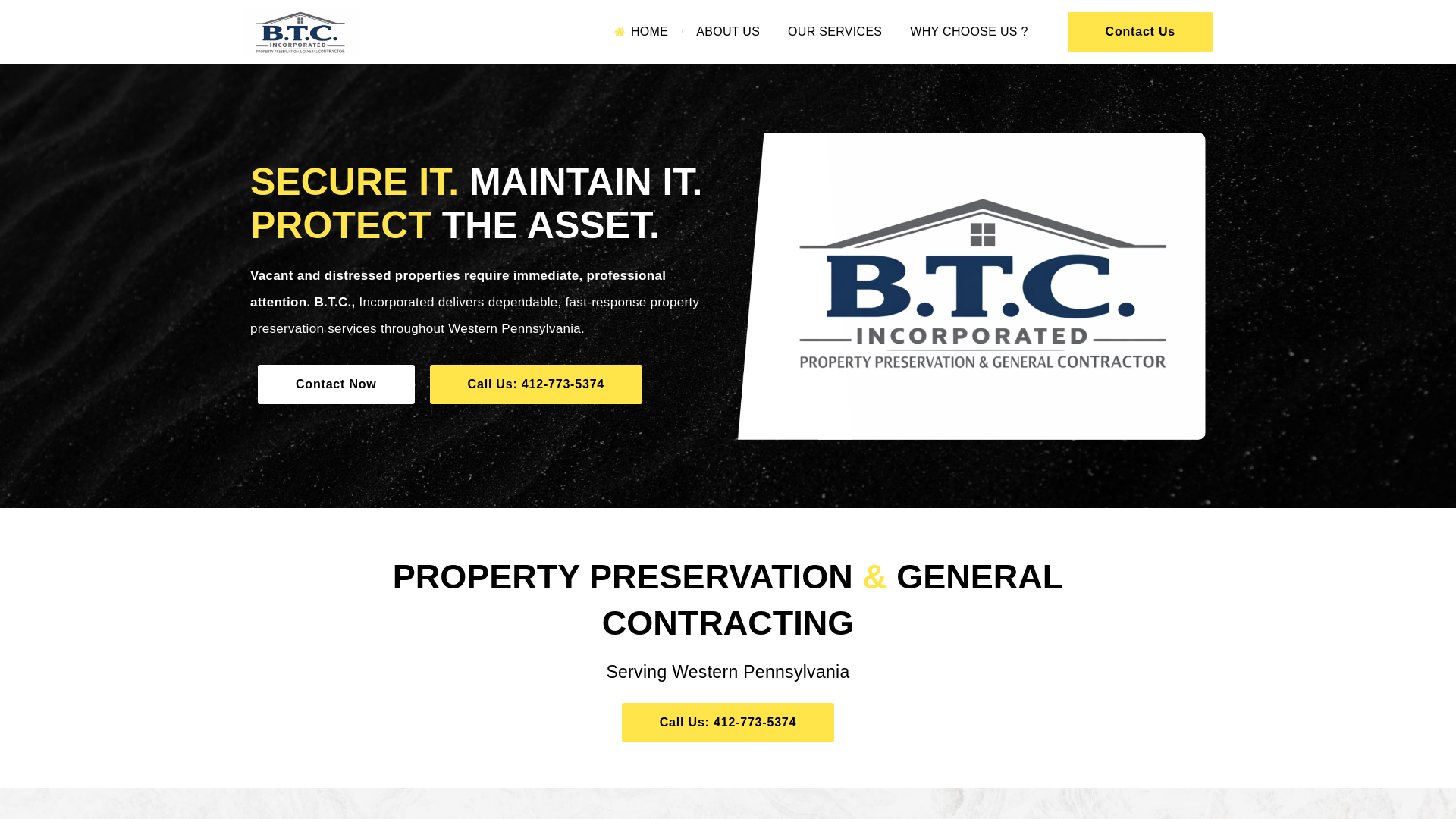 website screenshot of https://btcincenterprises.com/