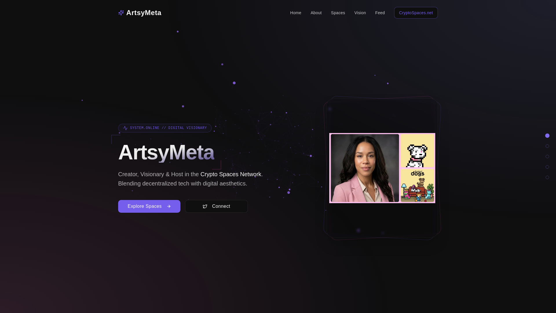 website screenshot of https://artsymeta.art