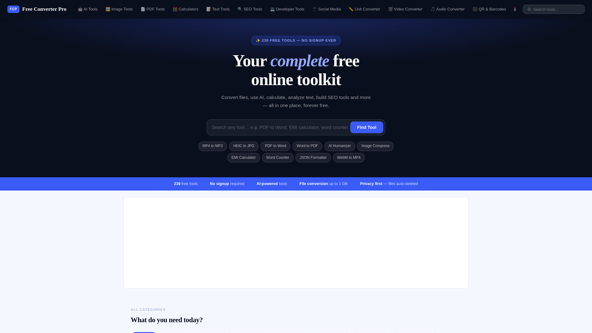 website screenshot of https://freeconverterpro.com/