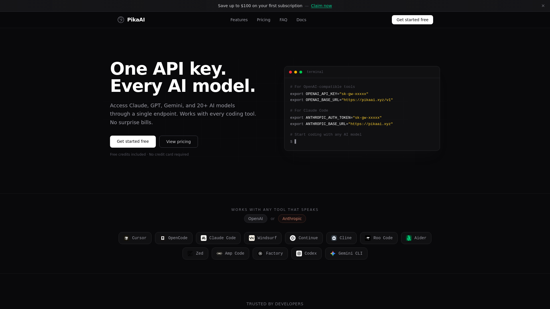 website screenshot of https://pikaai.xyz/