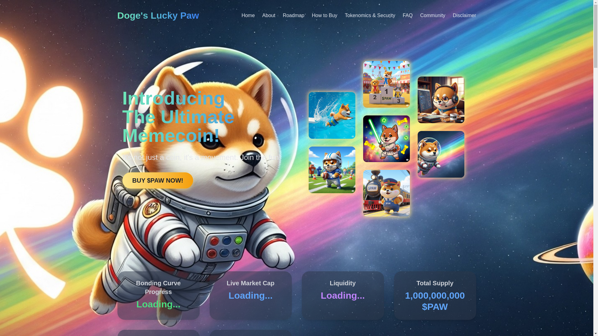 website screenshot of https://doges-lucky-paw-website.pages.dev/