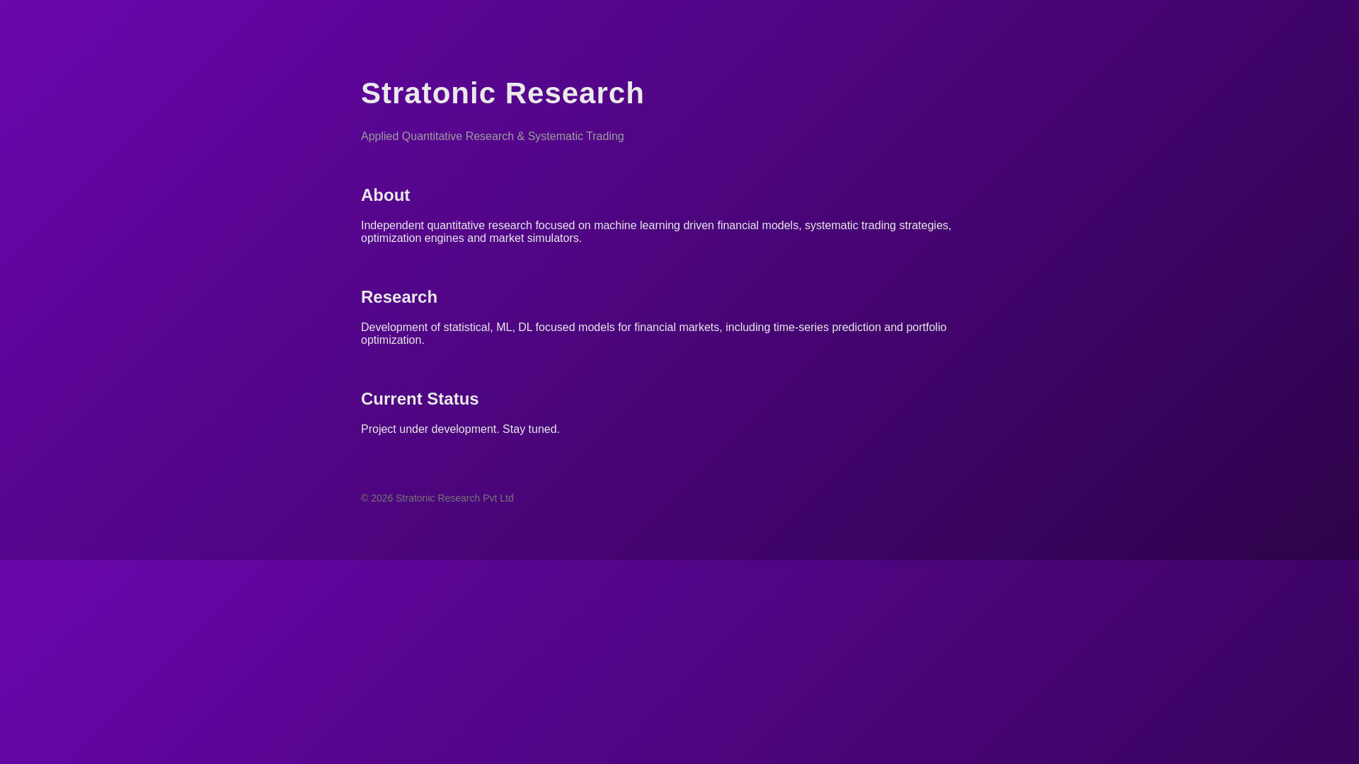website screenshot of https://stratonicresearch.com
