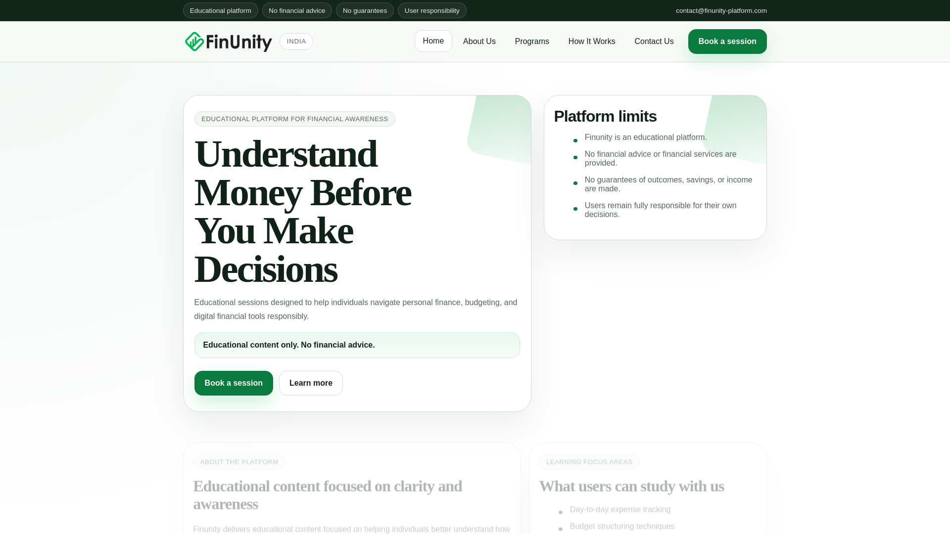 website screenshot of https://finunity-core.com/