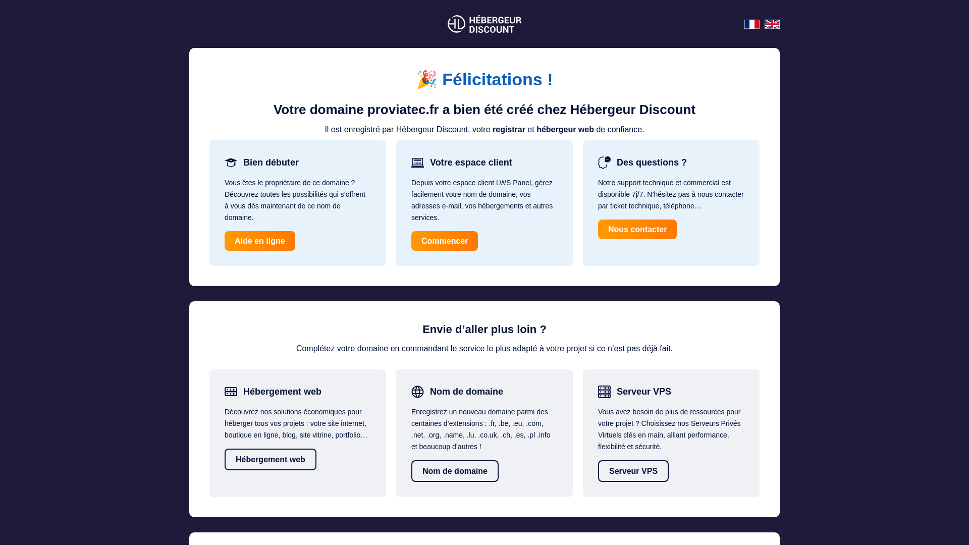 website screenshot of https://proviatec.fr/