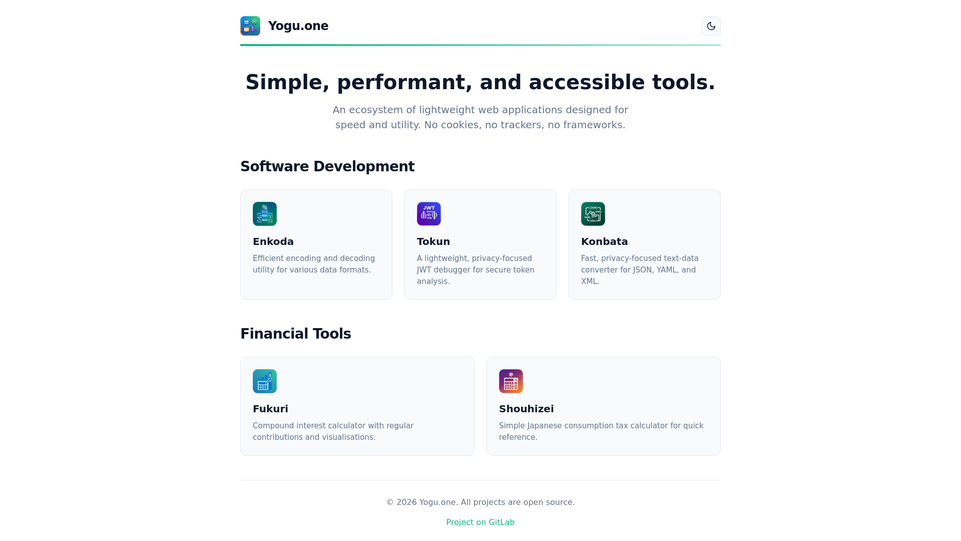 website screenshot of https://yogu.one