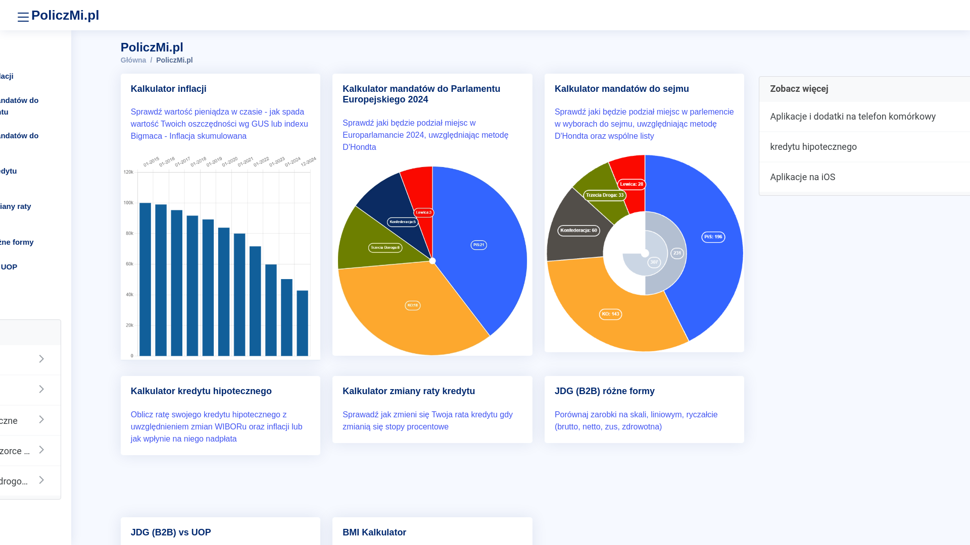 website screenshot of https://policzmi.pl