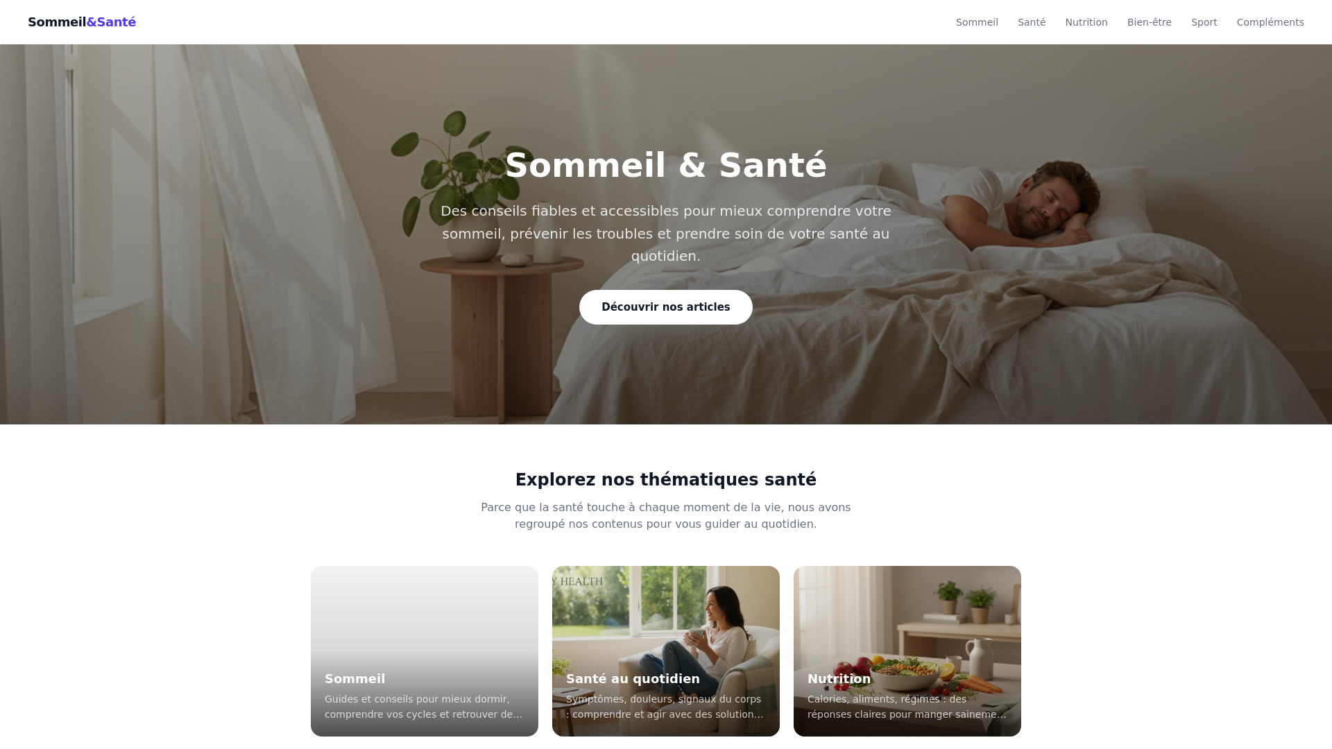 website screenshot of https://sommeil-et-sante.pages.dev/