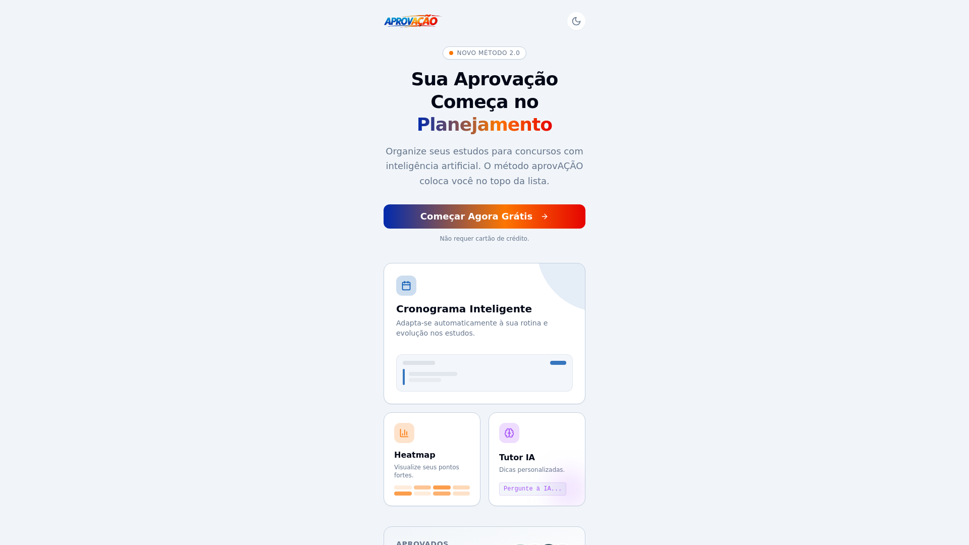 website screenshot of https://aprovacao.pro/