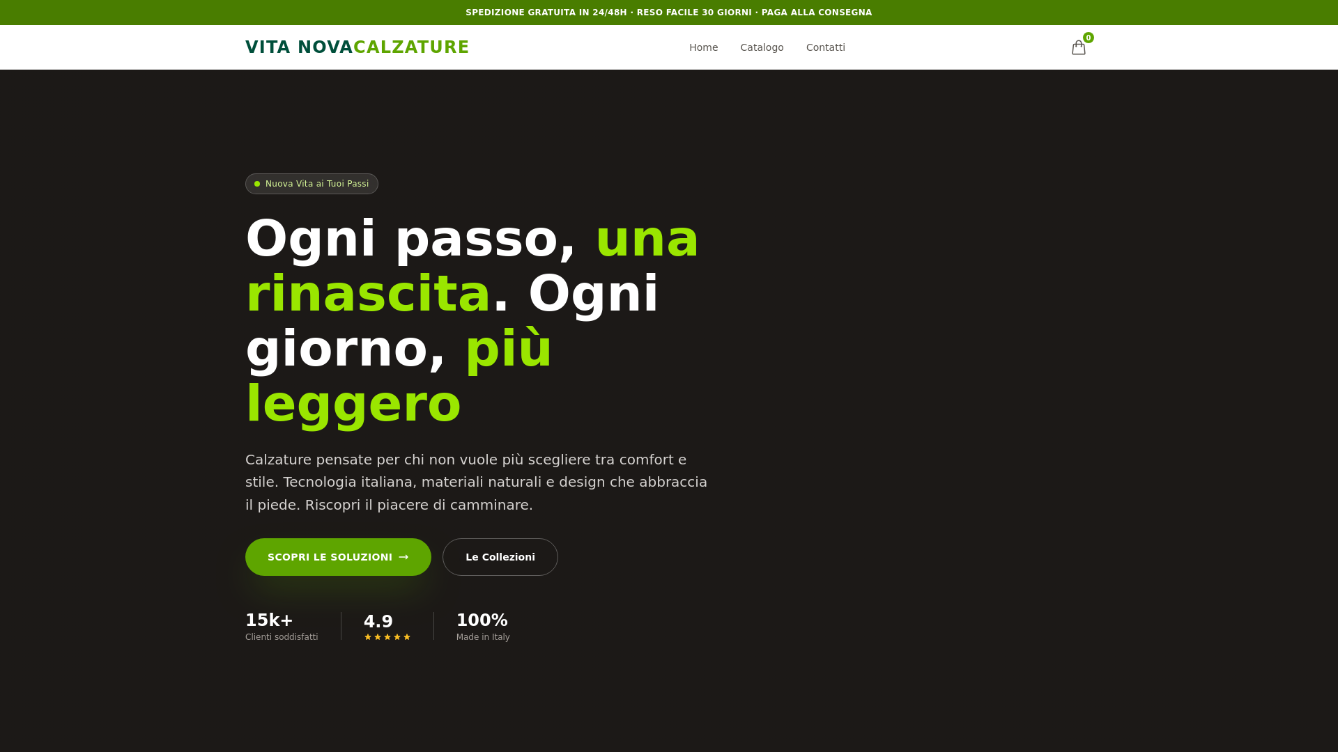 website screenshot of https://vitanovacalzature.com/