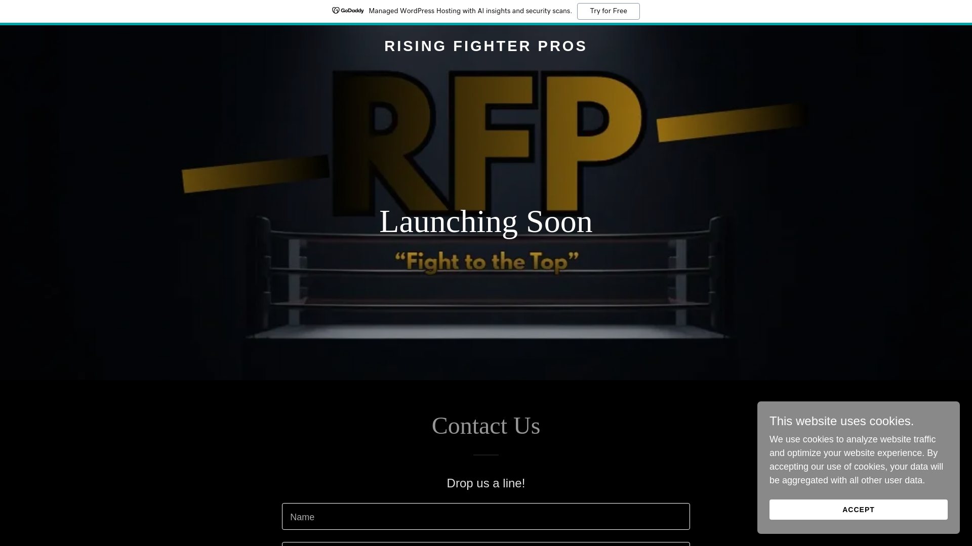website screenshot of https://risingfighterpros.com