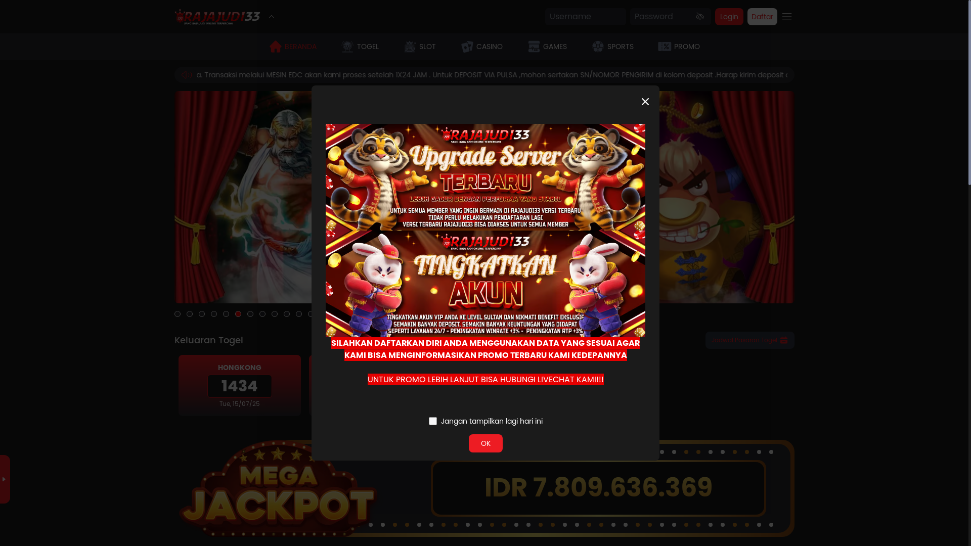 website screenshot of https://carirajajudi33.com/