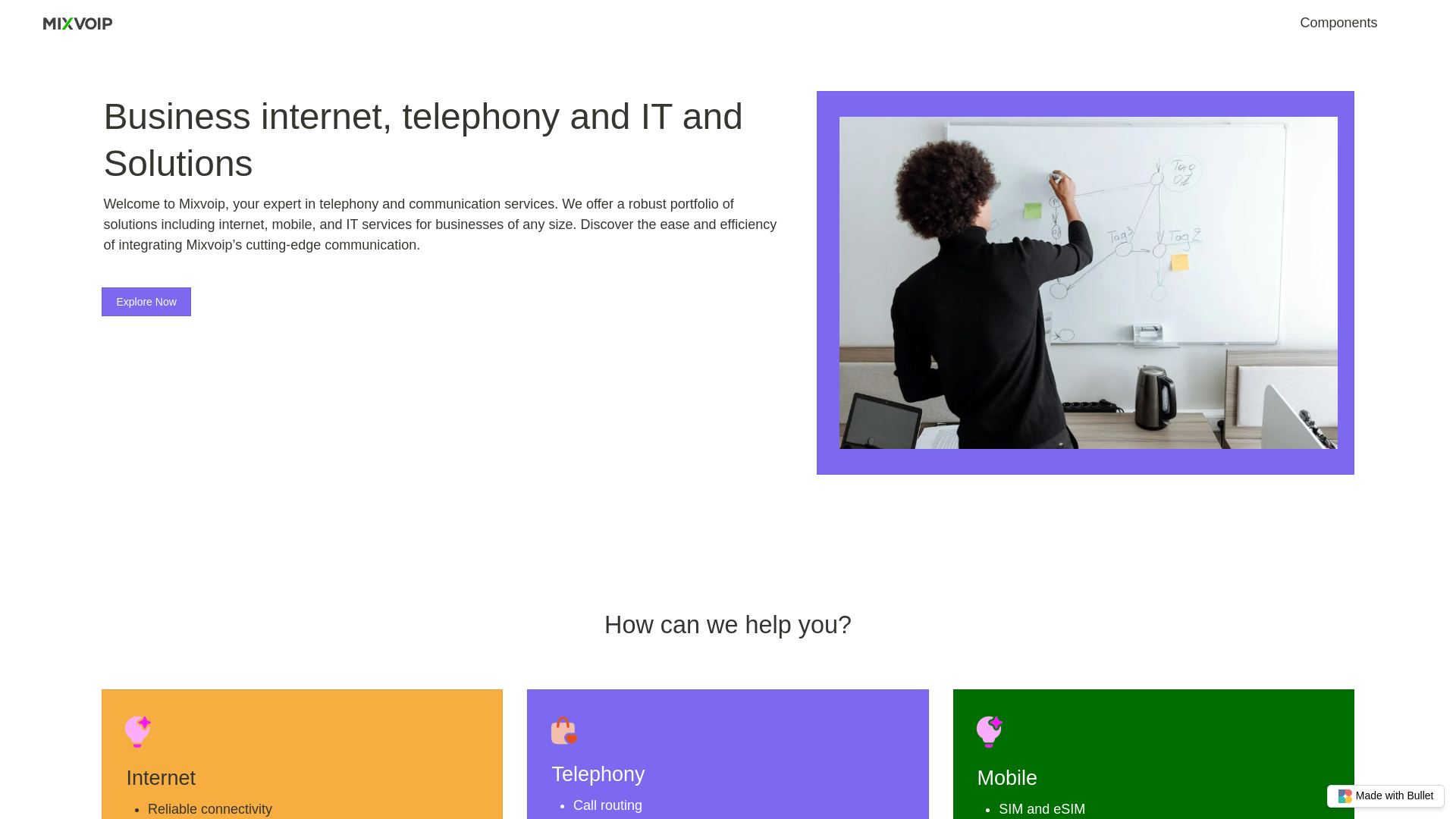 website screenshot of https://mixvoip-demo-bullet.pages.dev/