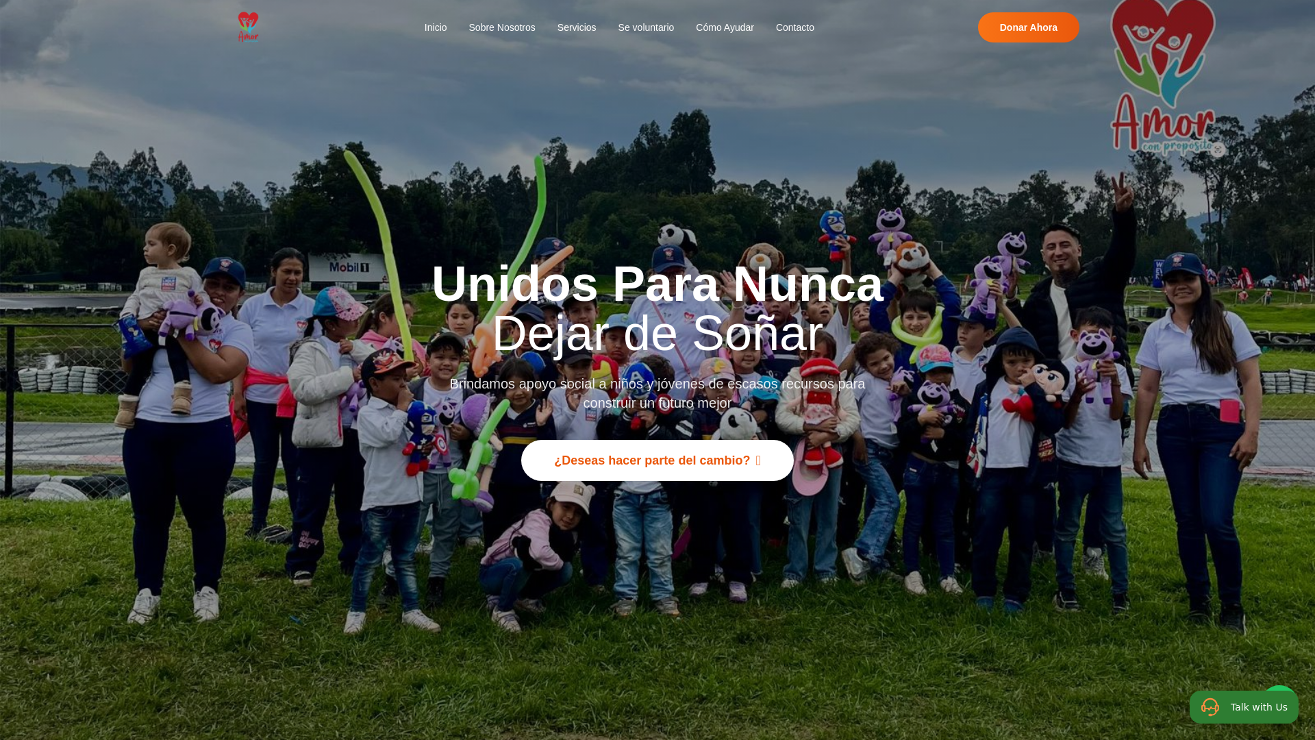 website screenshot of https://fundacionamorconproposito.org/