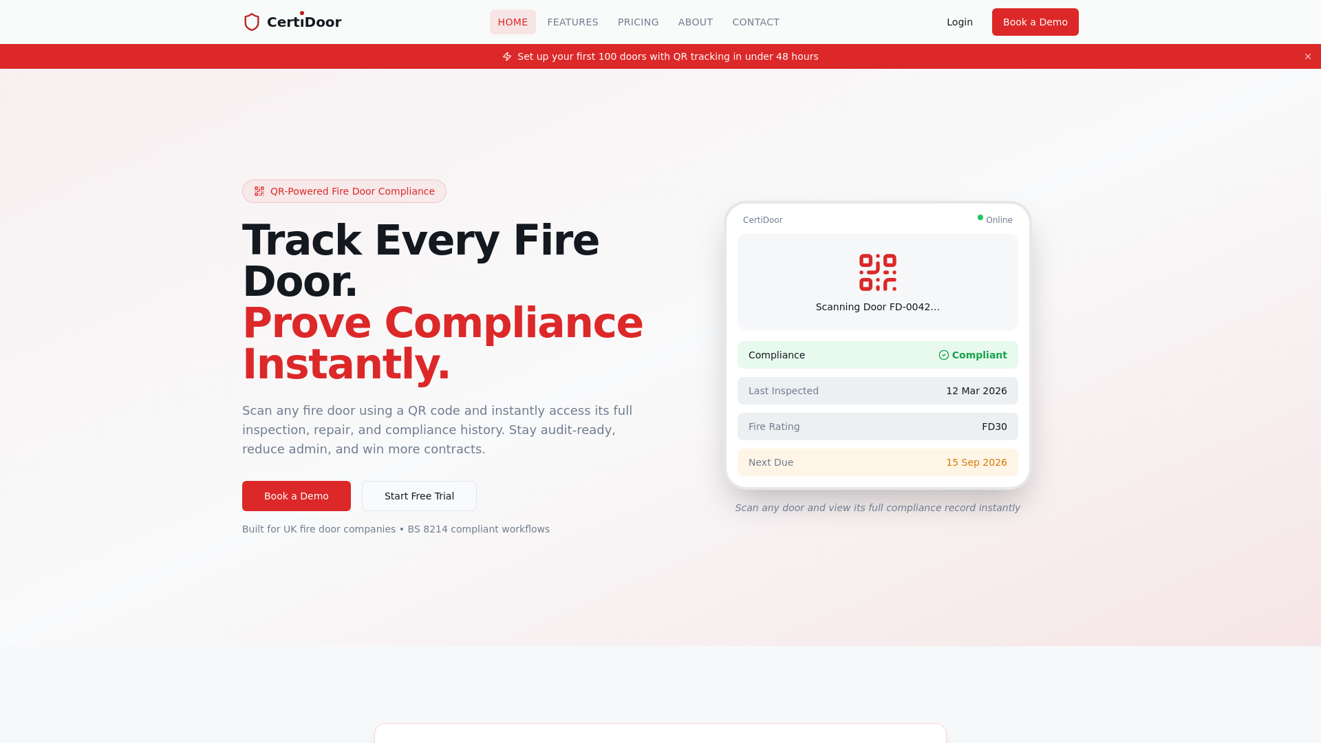 website screenshot of https://certidoor.co.uk