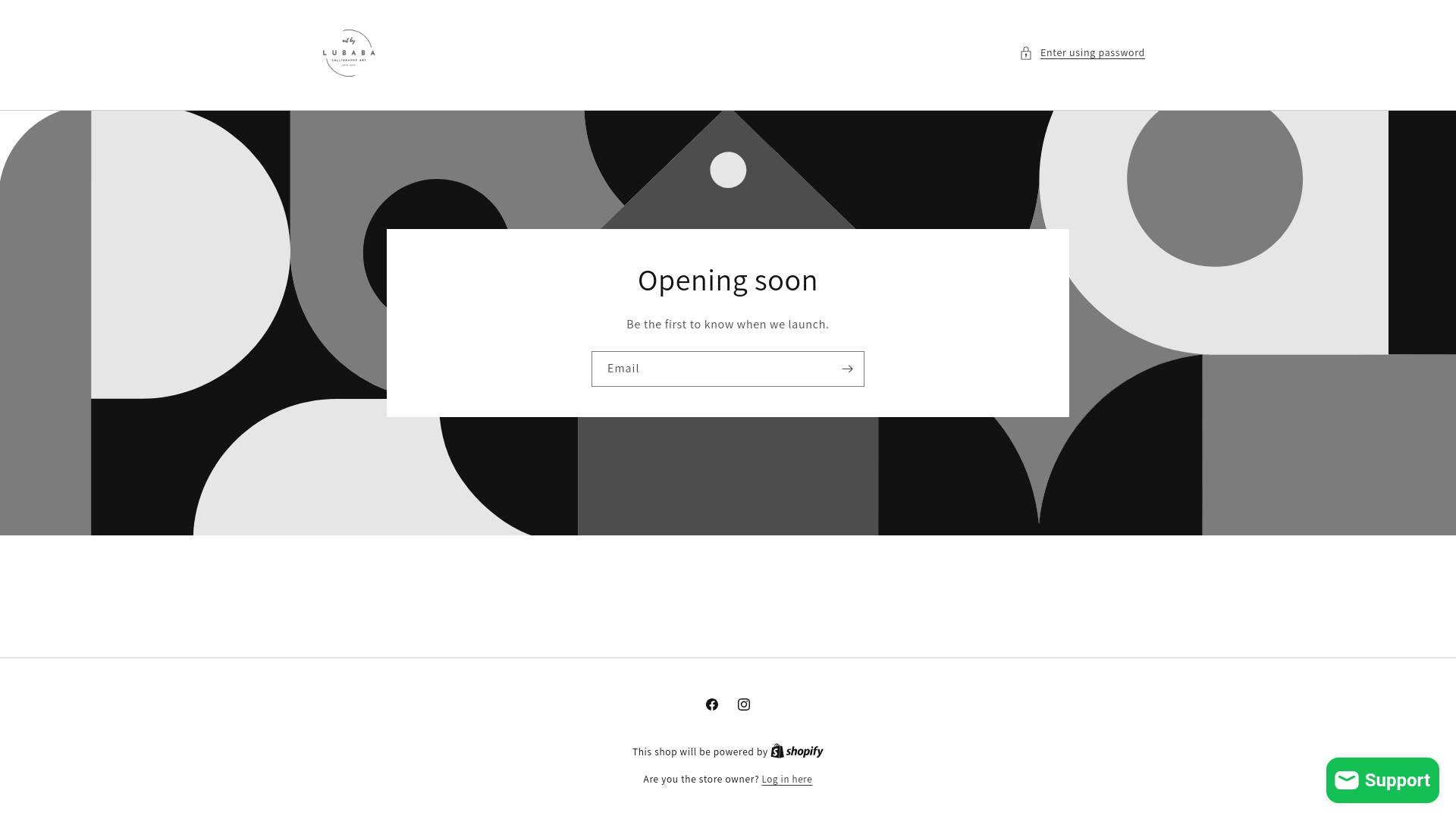 website screenshot of https://artbylubaba.store/