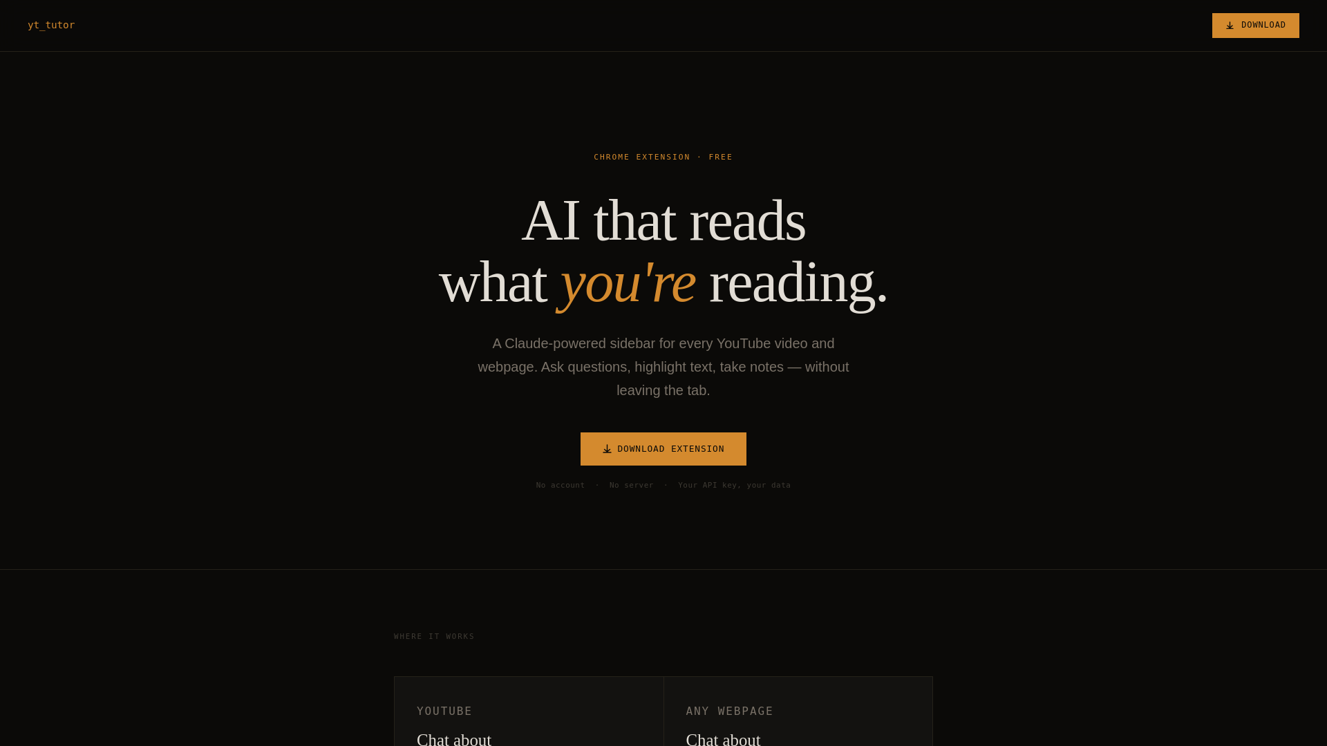 website screenshot of https://yt-tutor-landing.pages.dev/