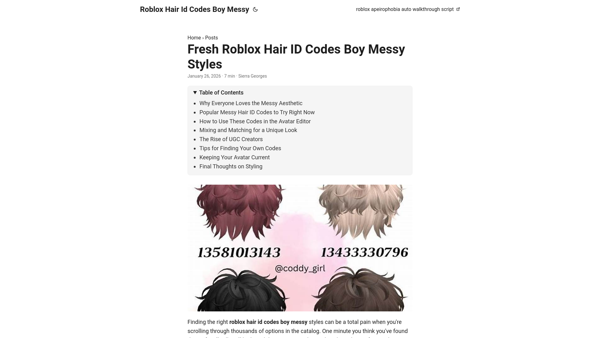website screenshot of https://roblox-hair-id-codes-boy-messy.pages.dev/