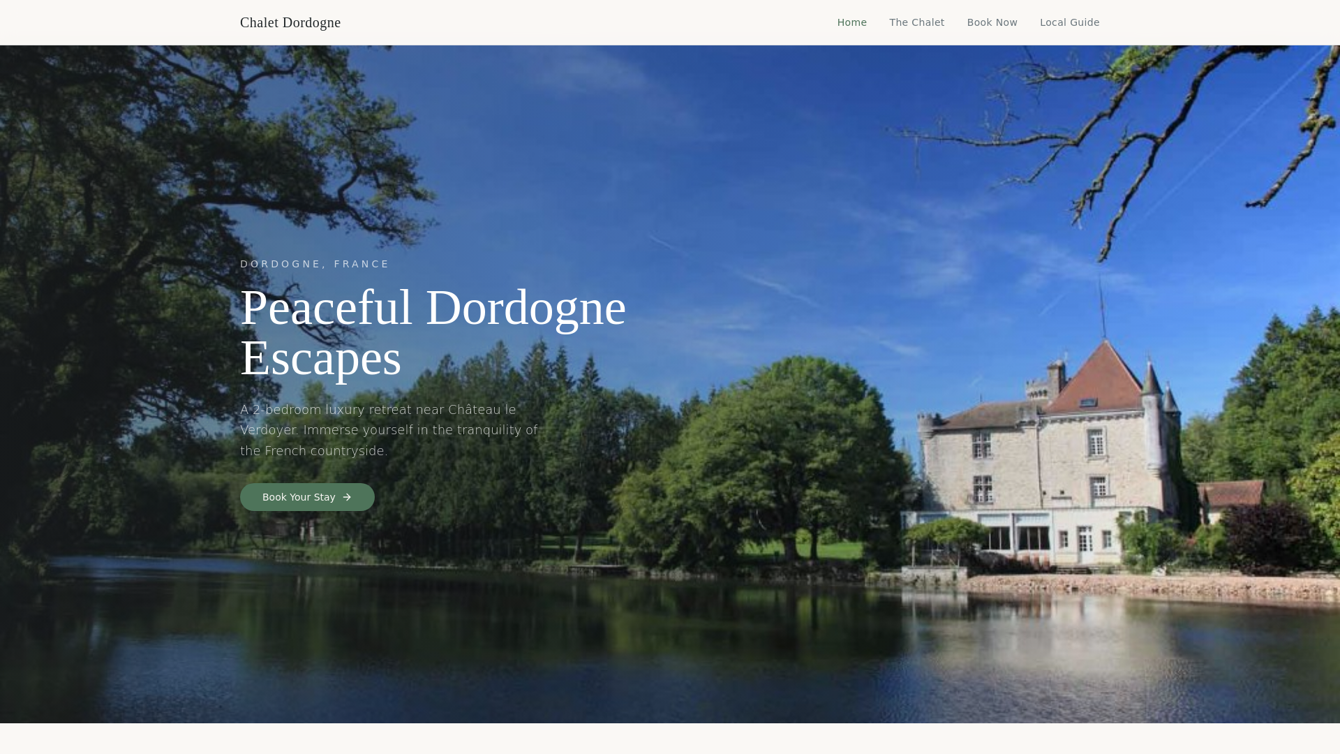 website screenshot of https://chaletdordogne.com