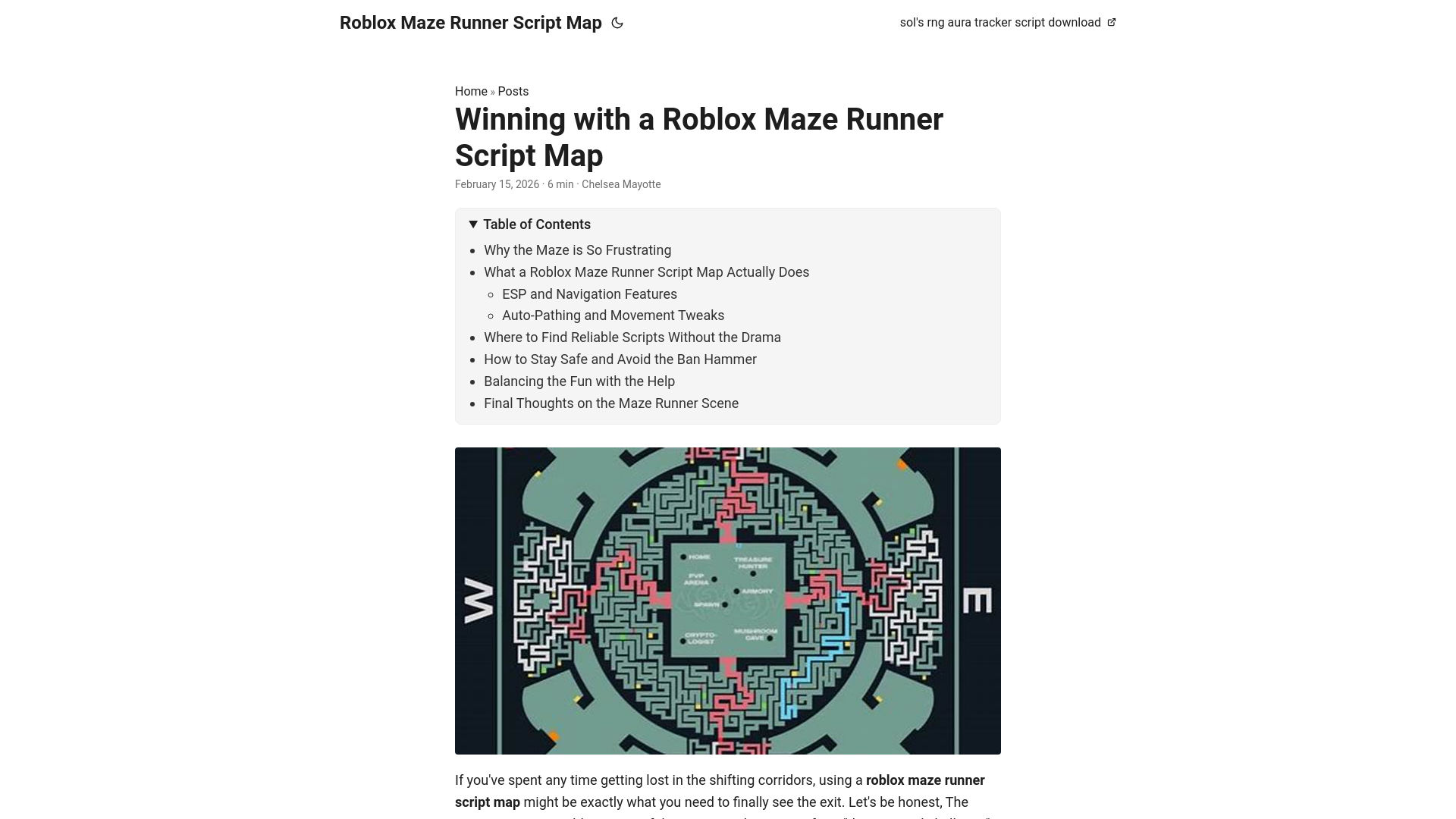 website screenshot of https://roblox-maze-runner-script-map.pages.dev/