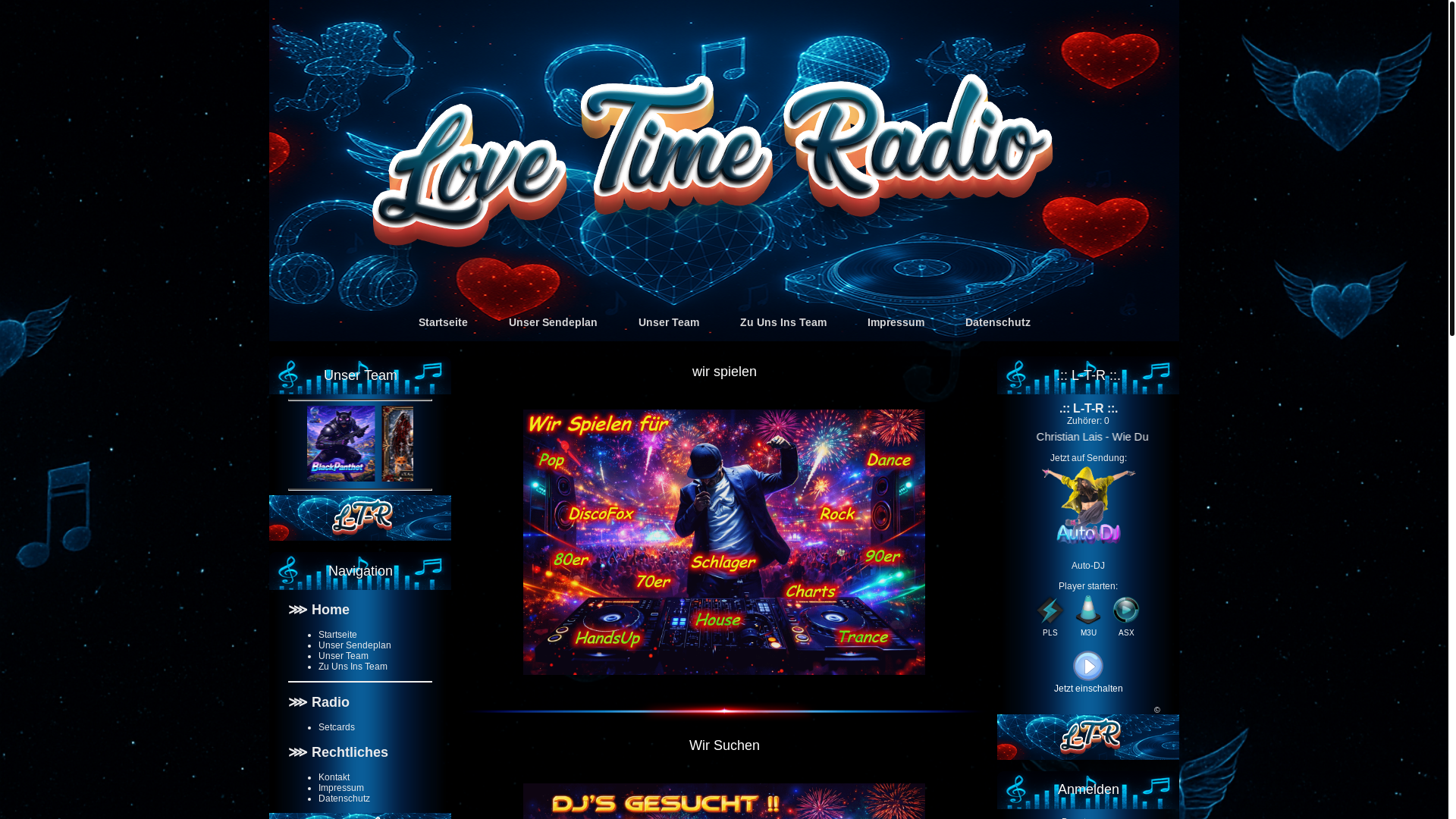 website screenshot of https://lovetime-radio.de/