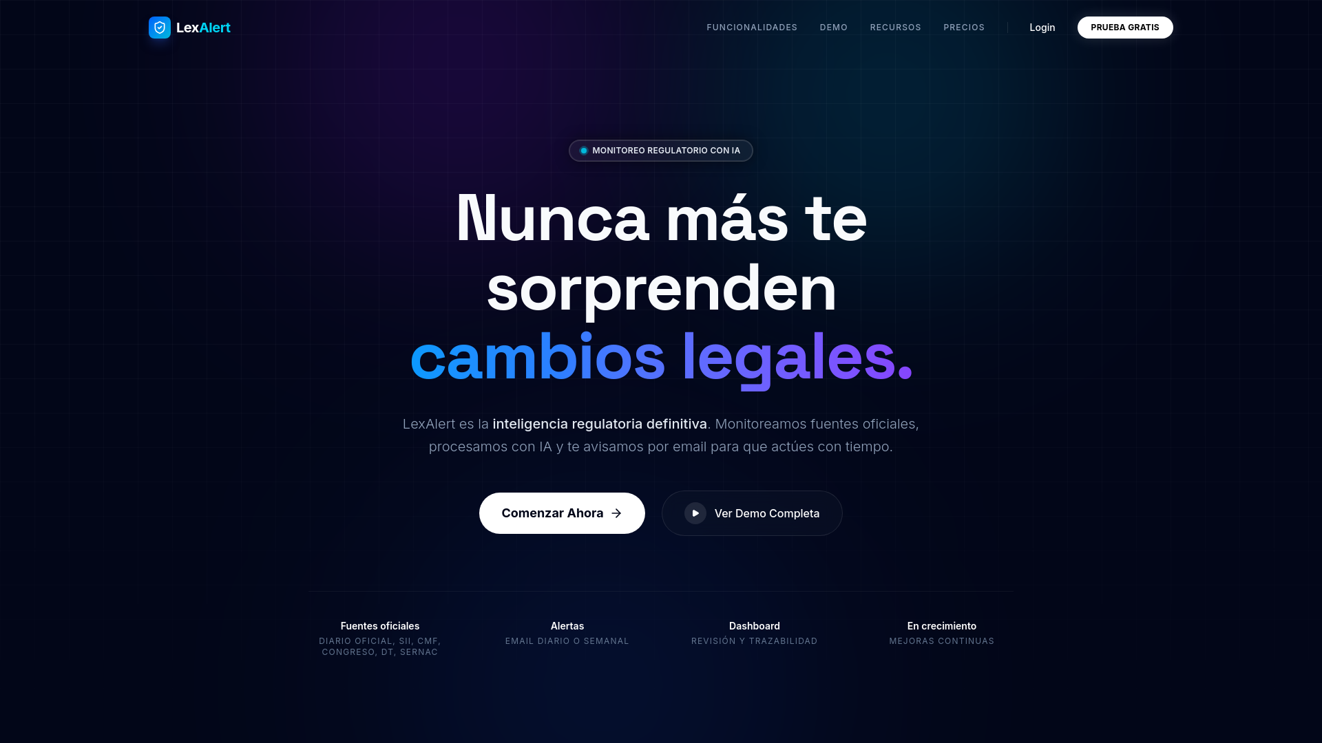 website screenshot of https://lexalert.cl