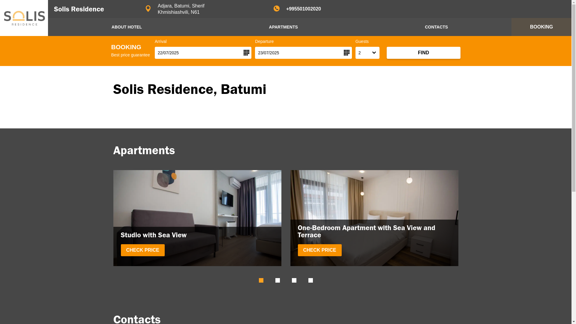 website screenshot of https://solisresidence.ge/