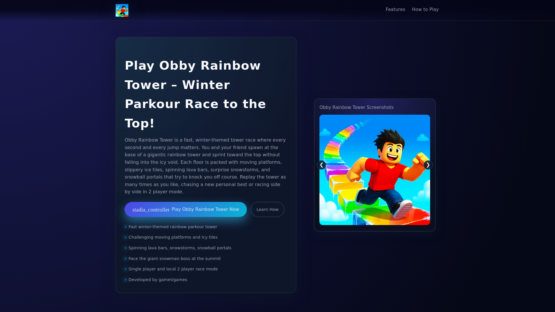 website screenshot of https://playobbyrainbowtower.pages.dev/