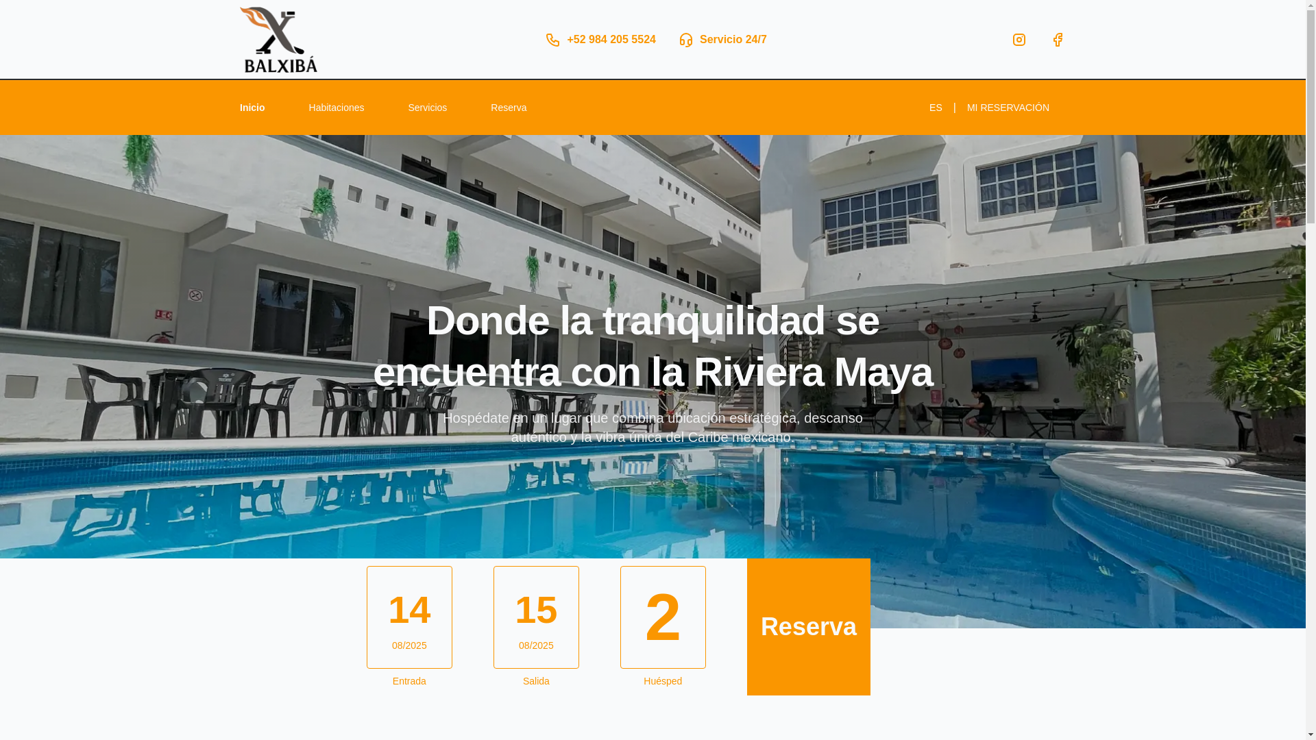 website screenshot of https://hotelbalxiba.com.mx/