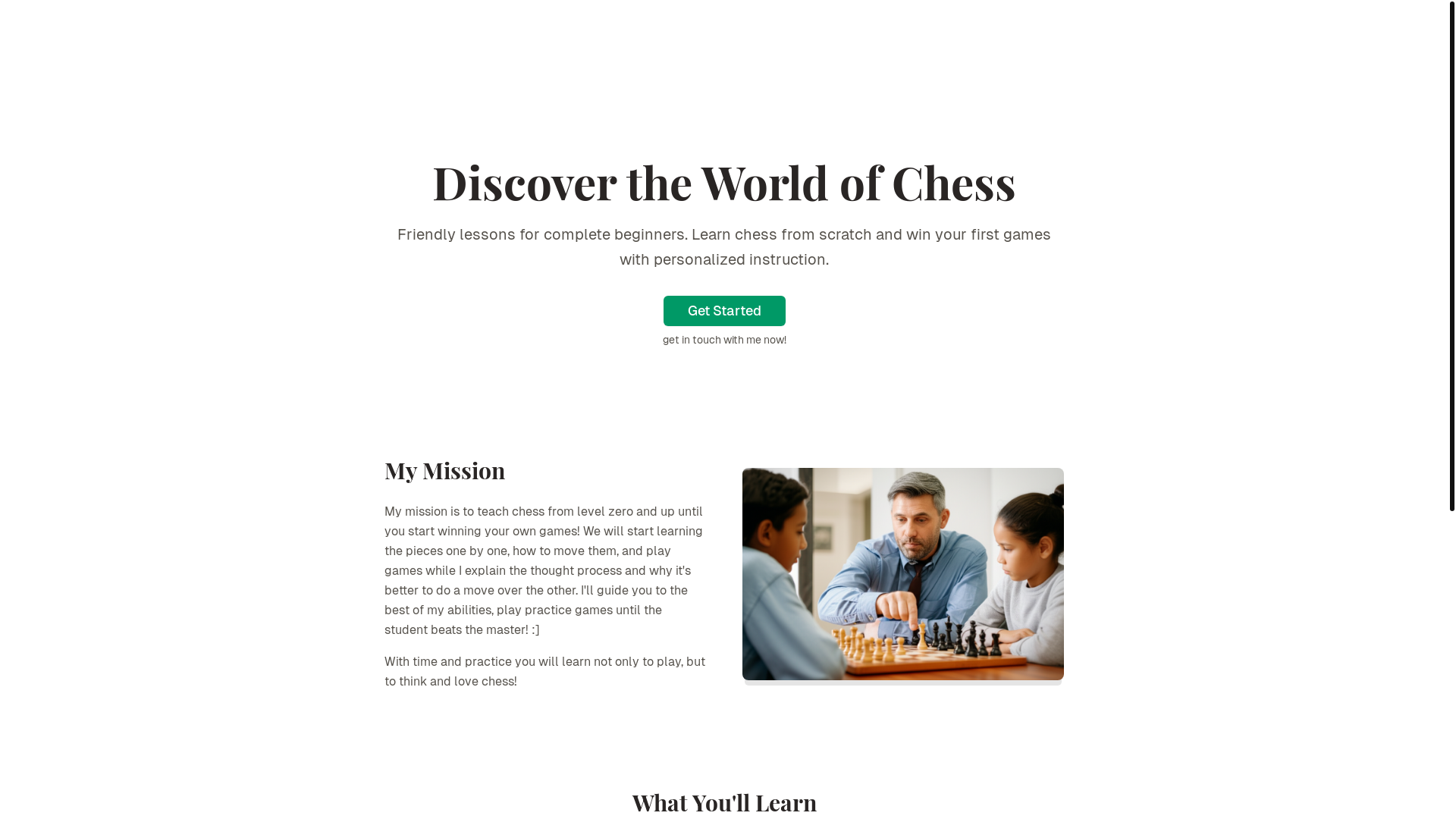 website screenshot of https://firsttimechess.com/
