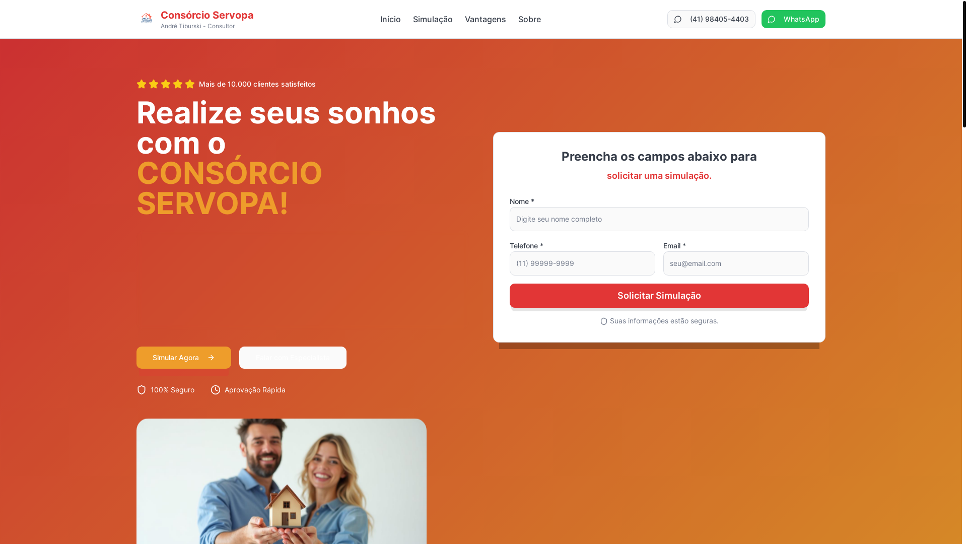 website screenshot of https://andreconsorcios.com.br/