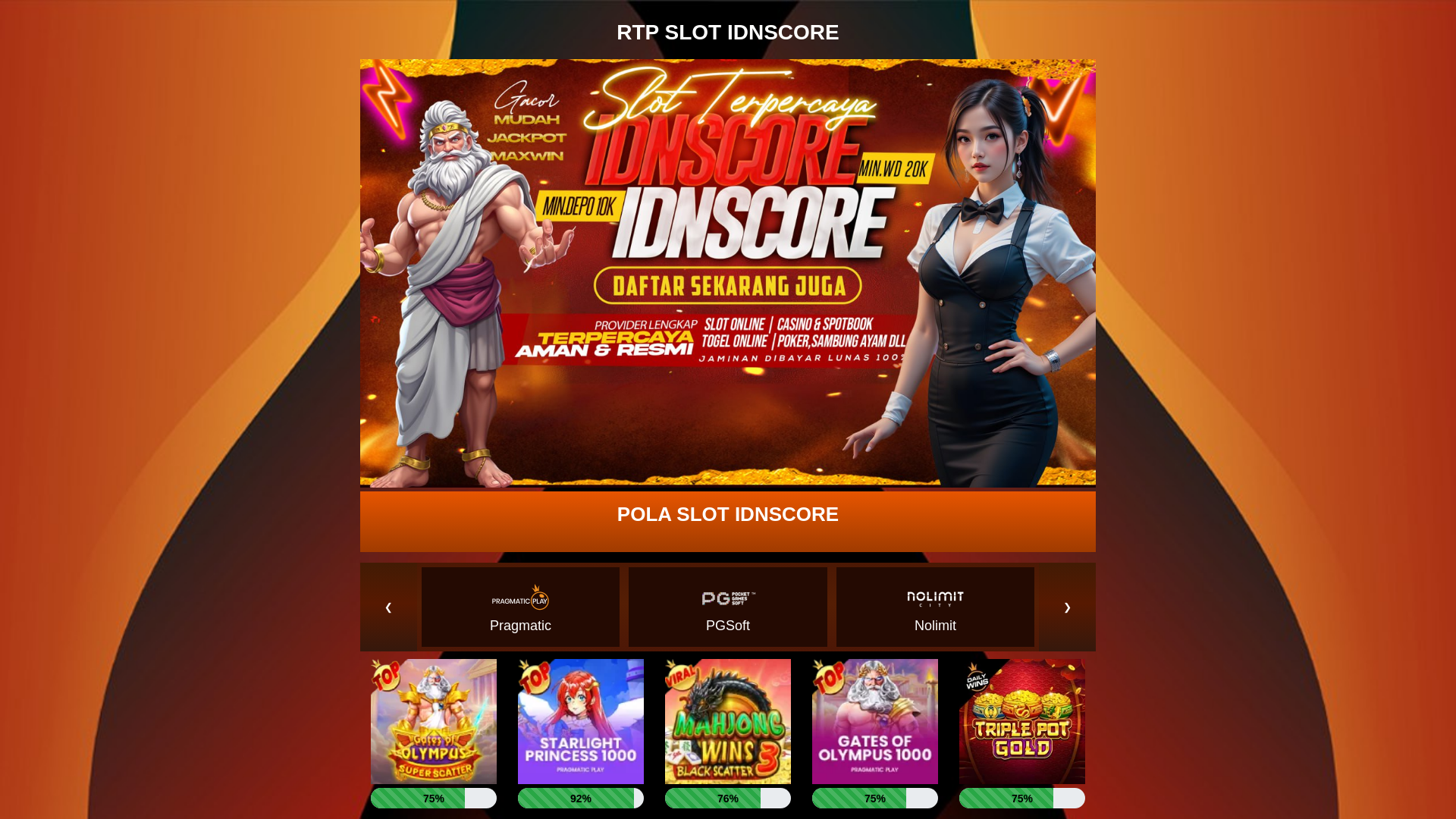 website screenshot of https://rtpdewame.xyz/