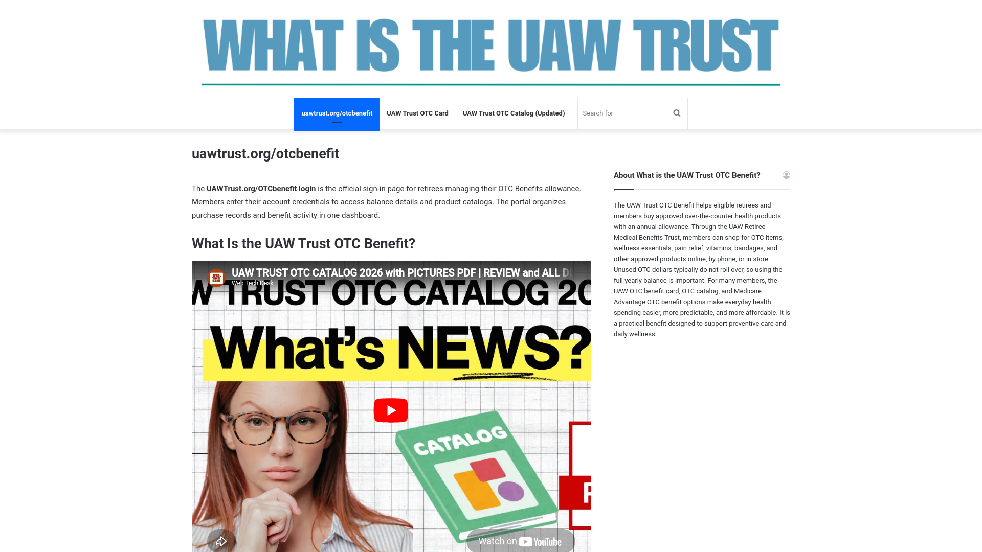 website screenshot of https://whatistheuawtrustotcbenefit.com