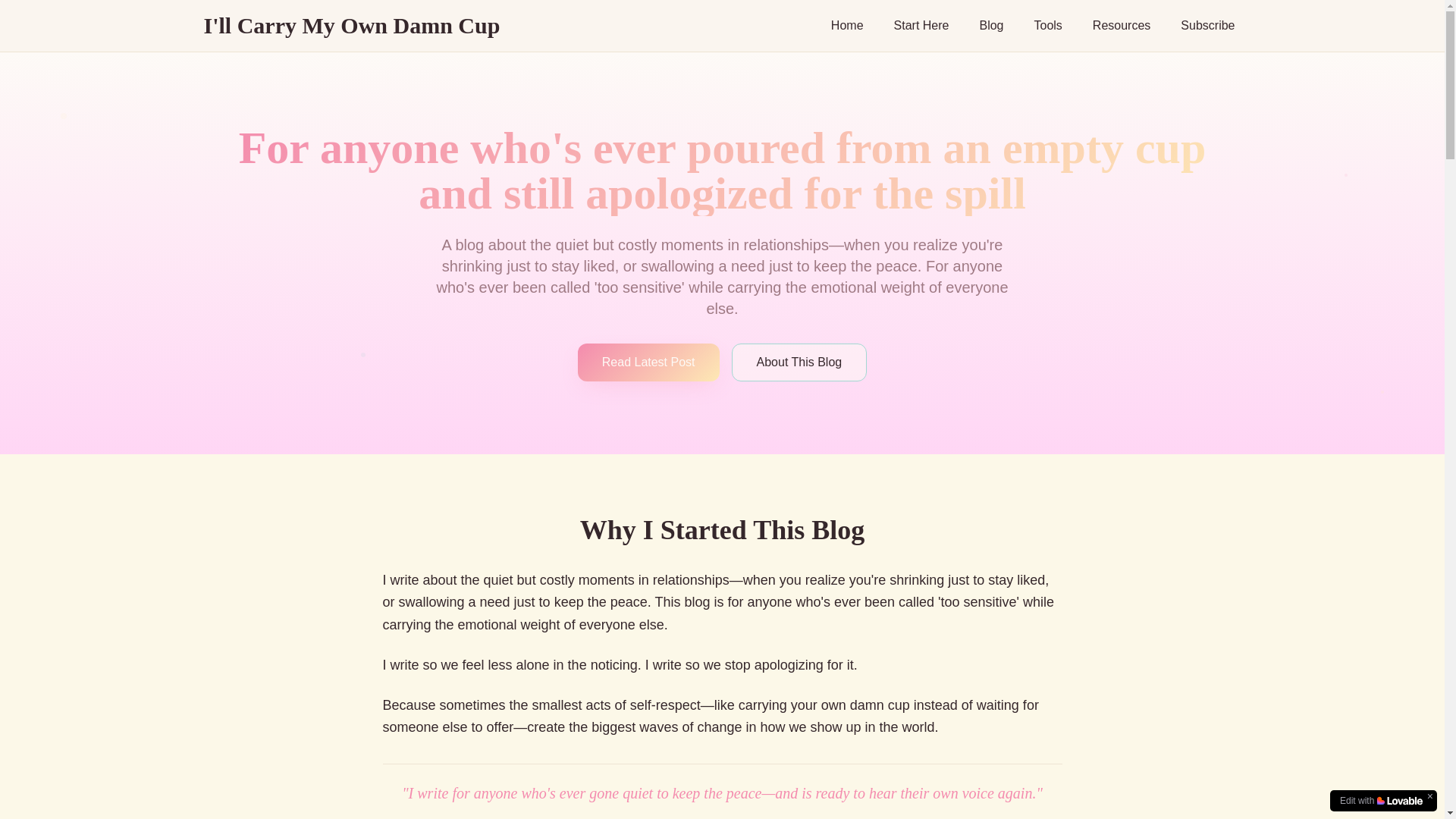 website screenshot of https://myowndamncup.com/
